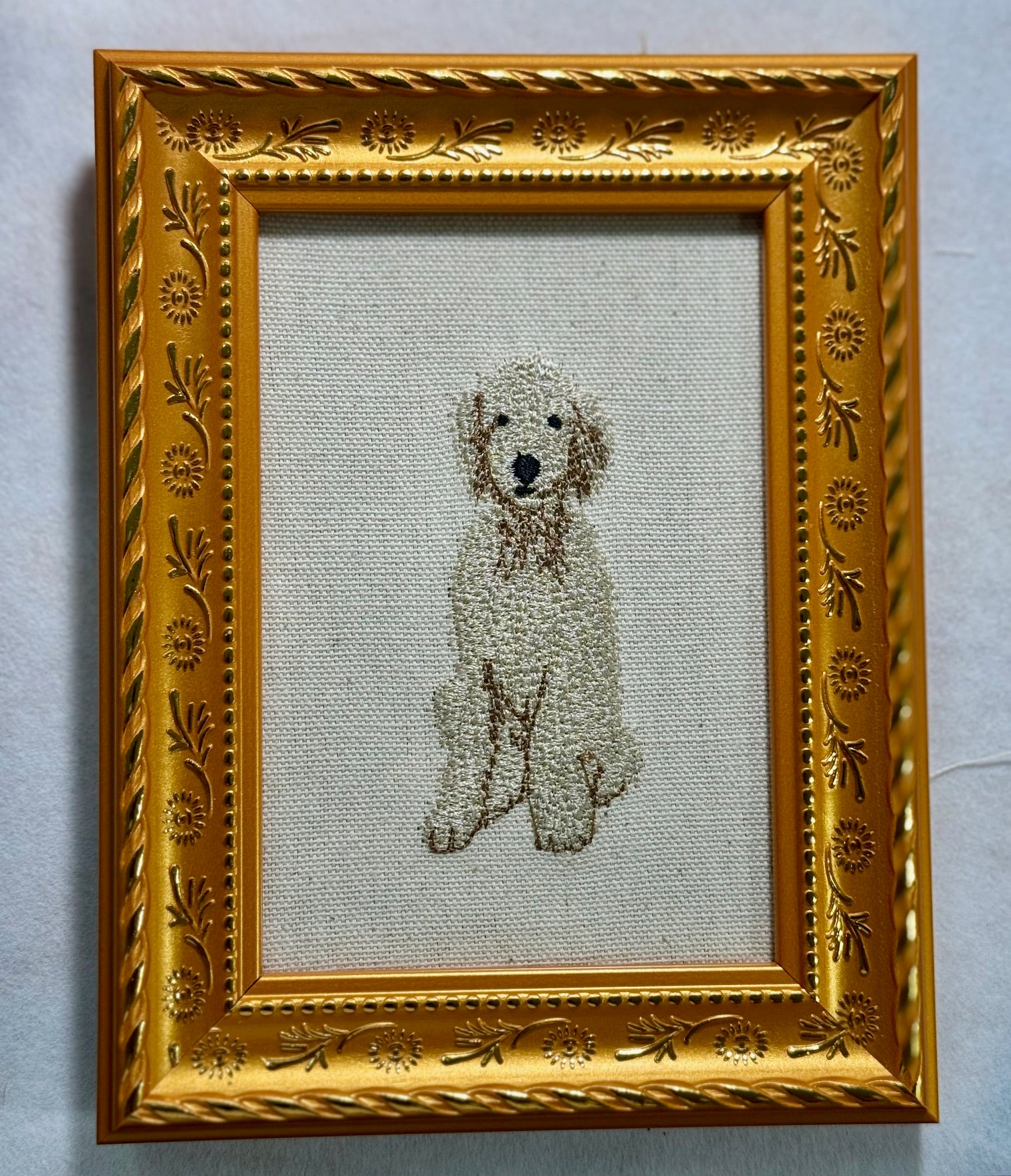 Poodle Doodle Dog Machine Embroidered Framed Art | Tabletop Decor