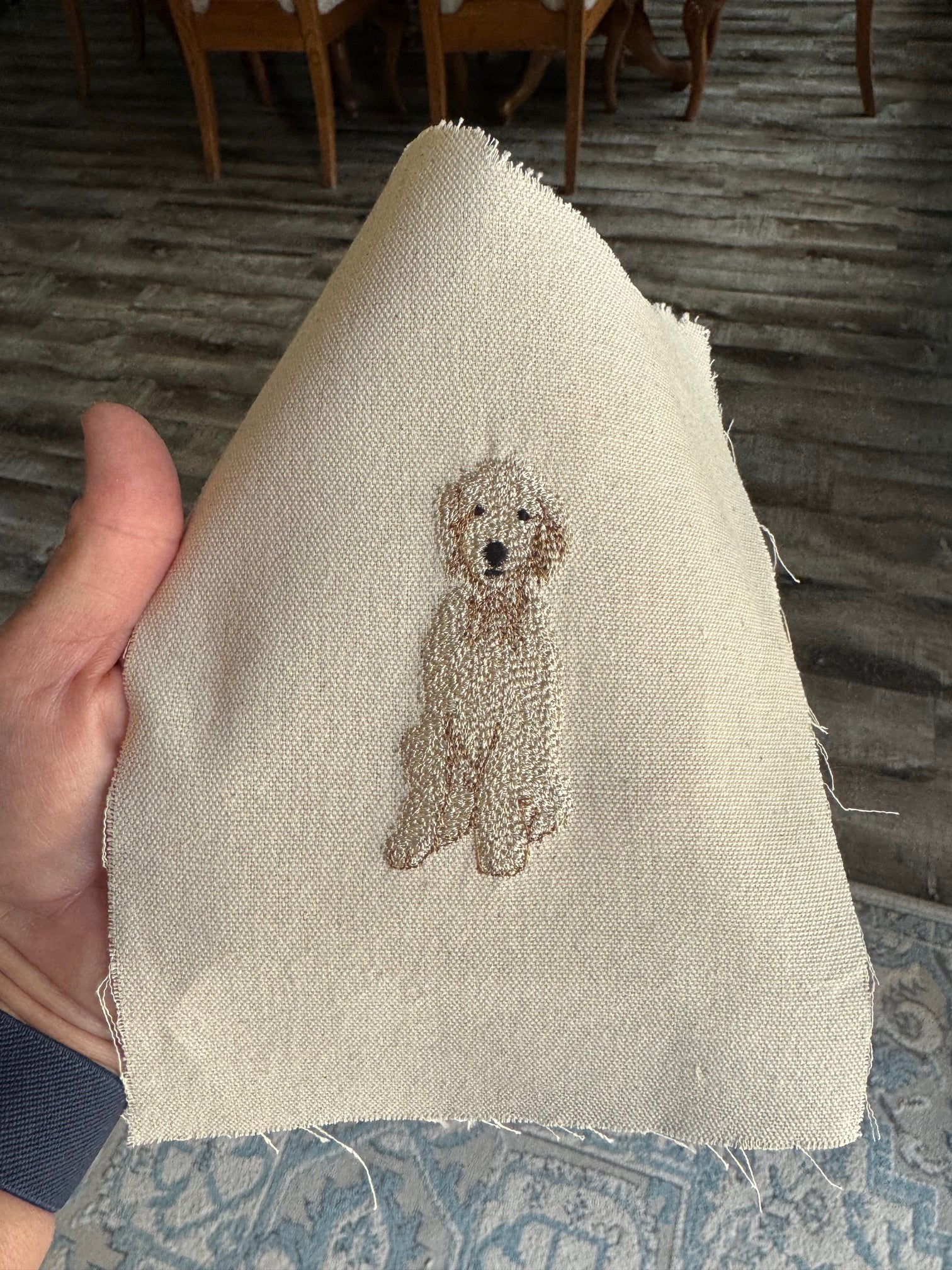 Poodle Doodle Dog Machine Embroidered Framed Art | Tabletop Decor
