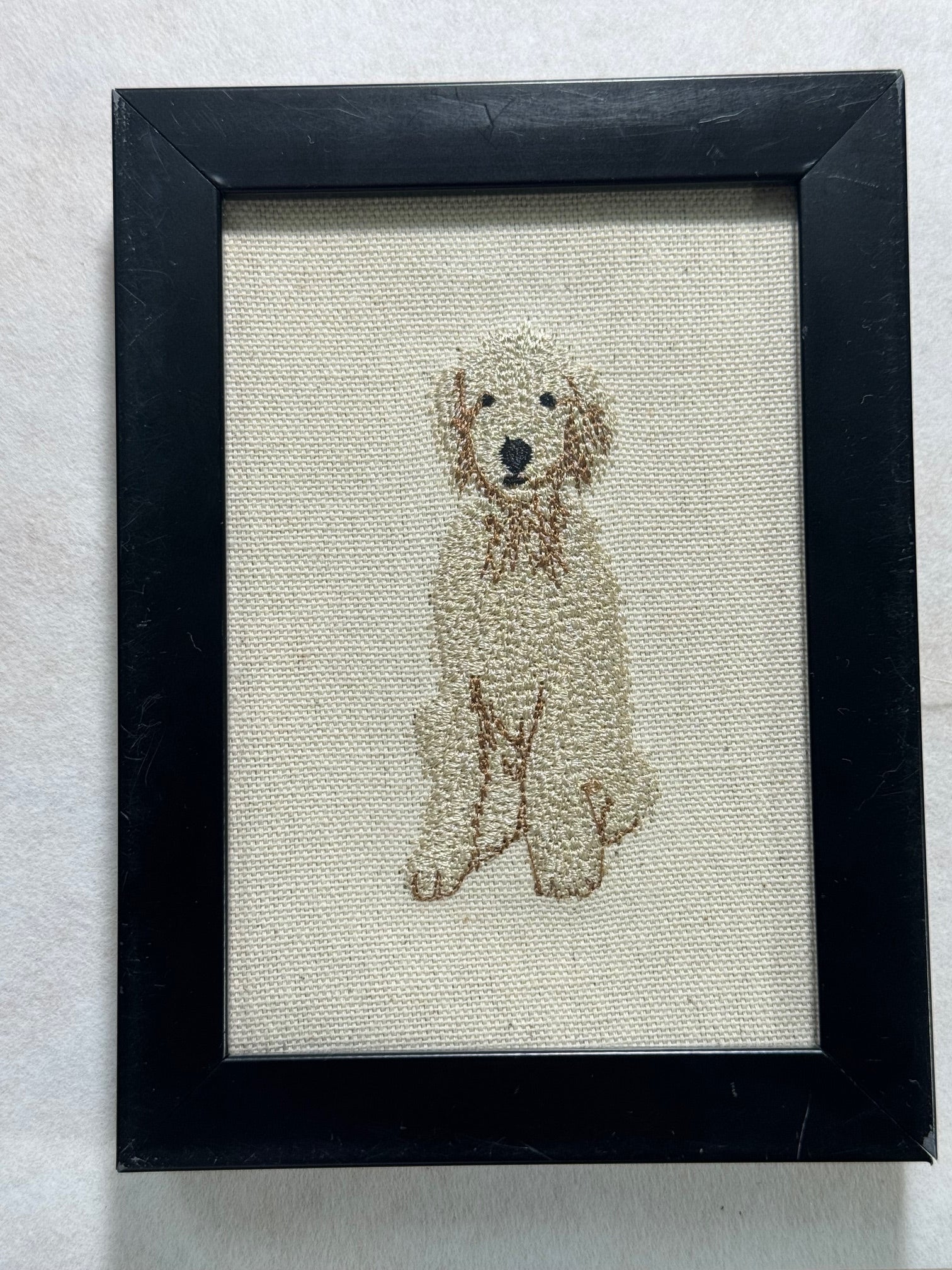 Poodle Doodle Dog Machine Embroidered Framed Art | Tabletop Decor