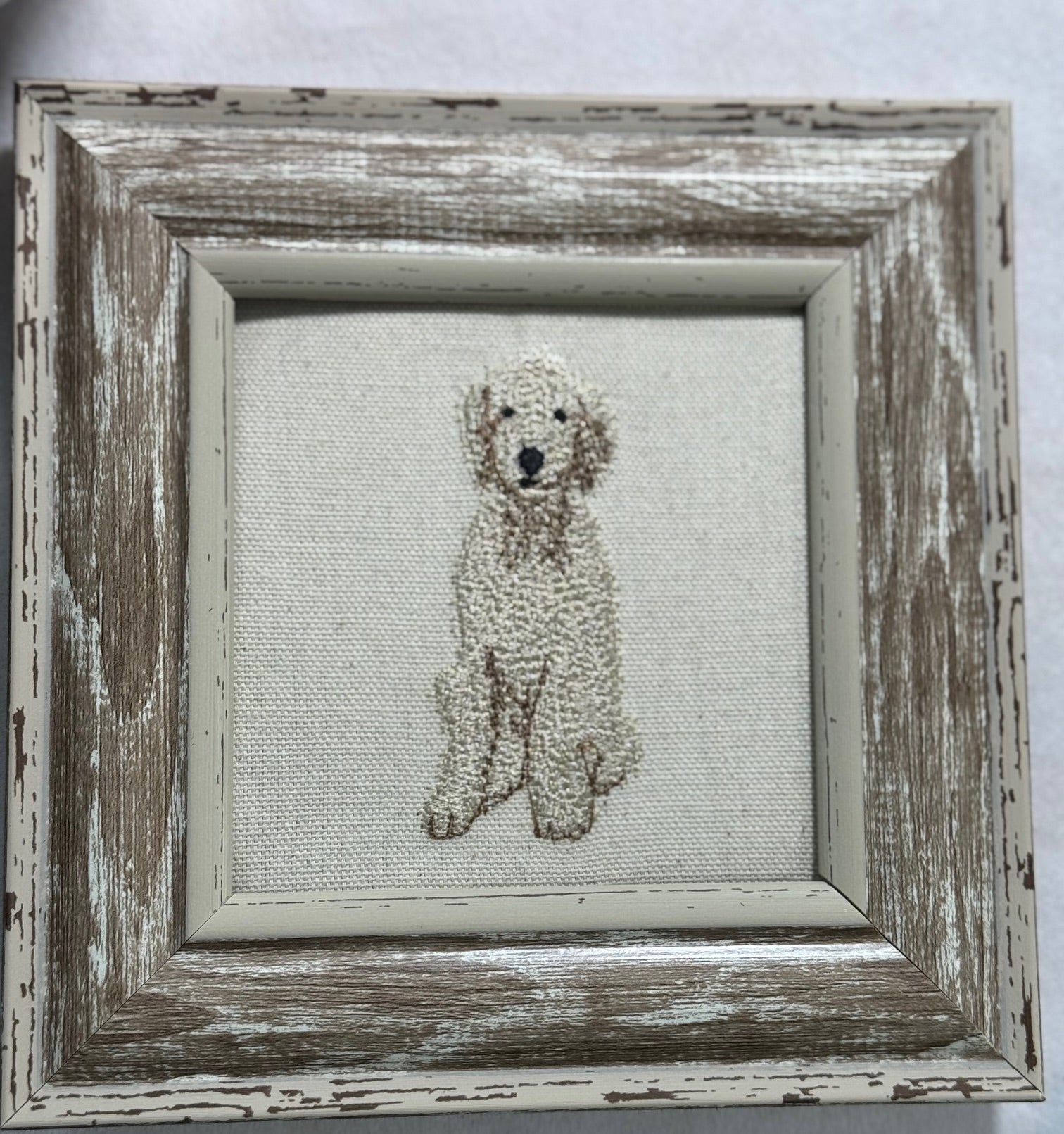 Poodle Doodle Dog Machine Embroidered Framed Art | Tabletop Decor