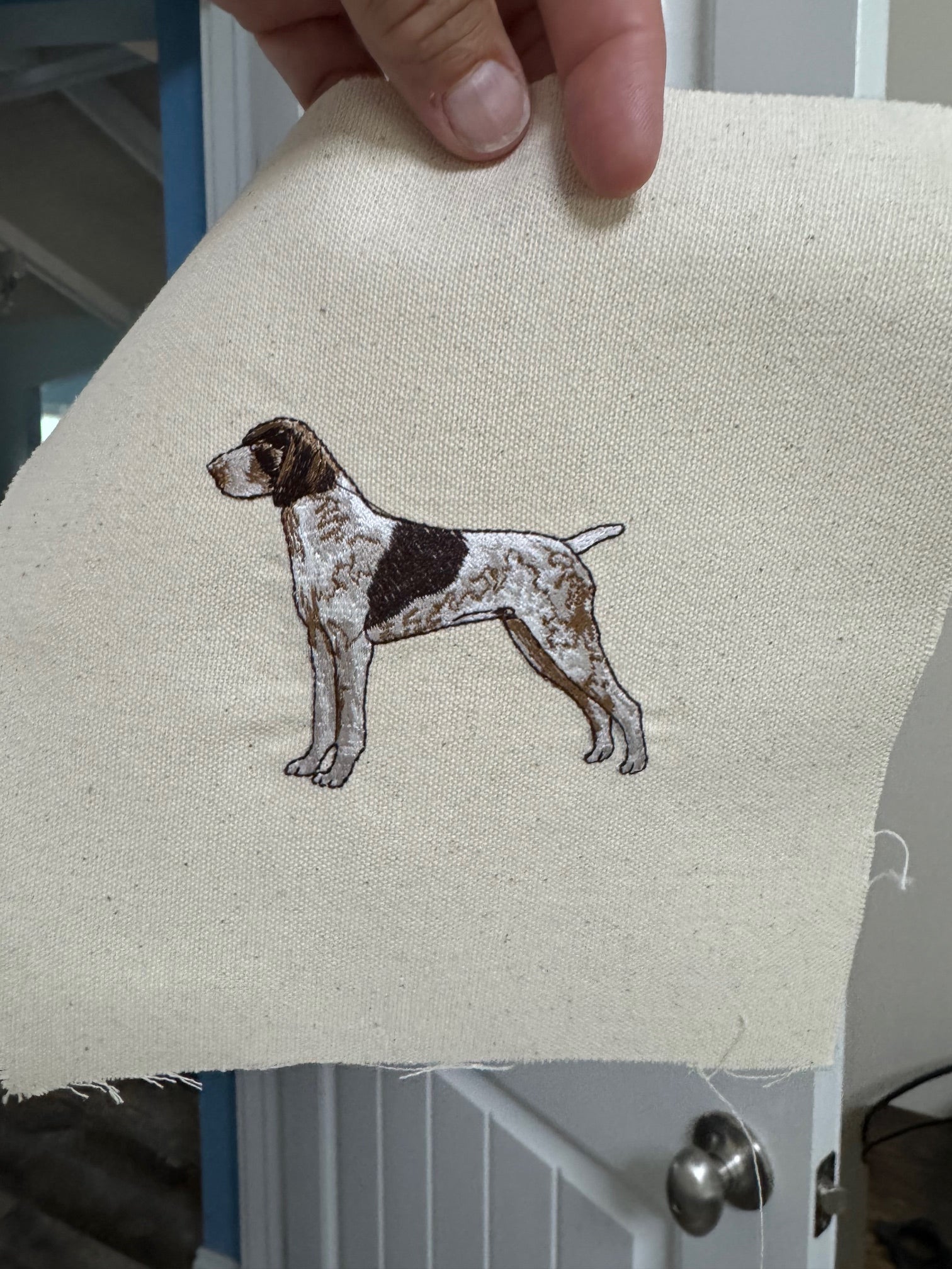 Pointer Machine Embroidered Art No. 3 | Framed Dog Breed Décor