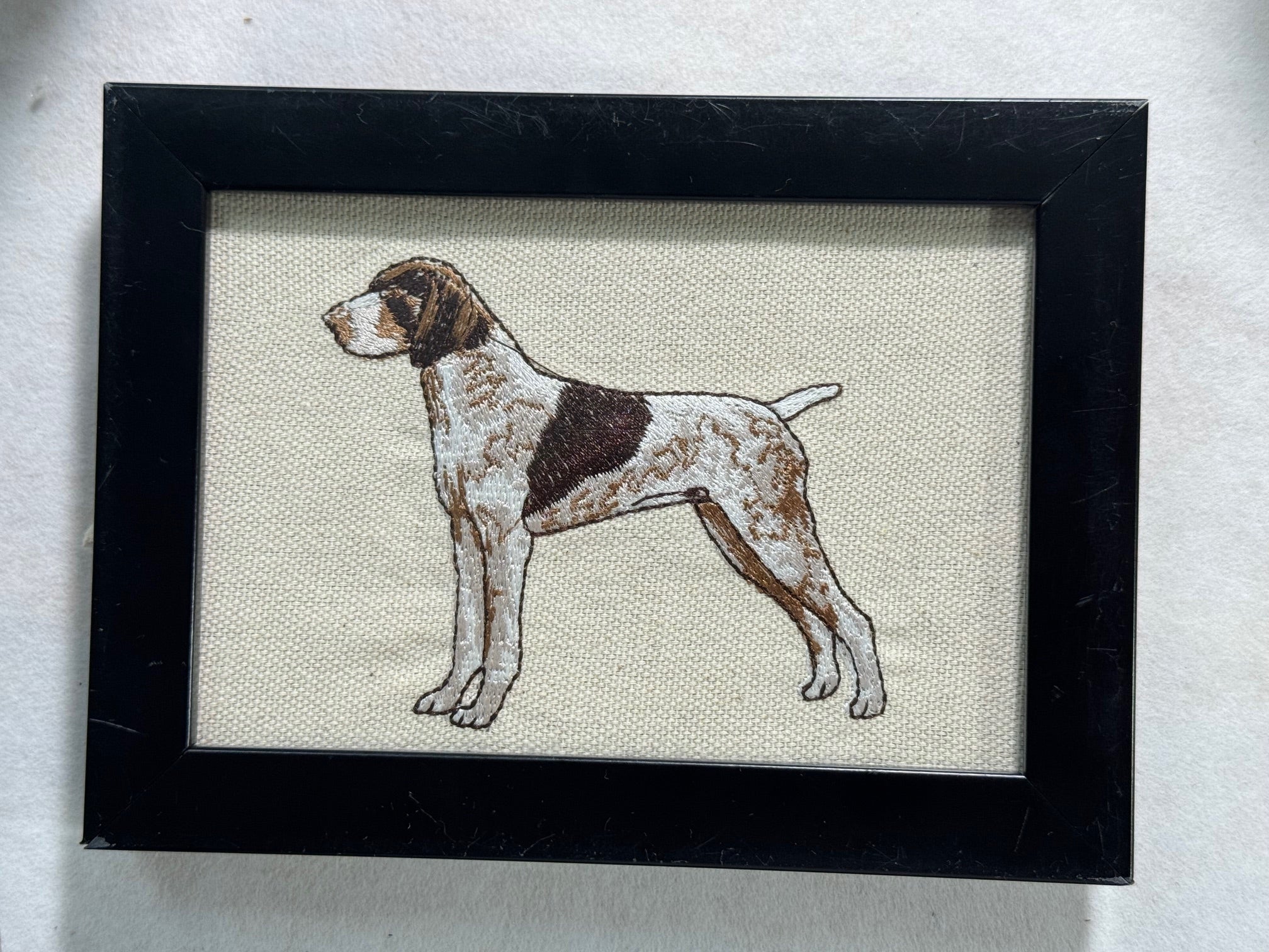 Pointer Machine Embroidered Art No. 3 | Framed Dog Breed Décor