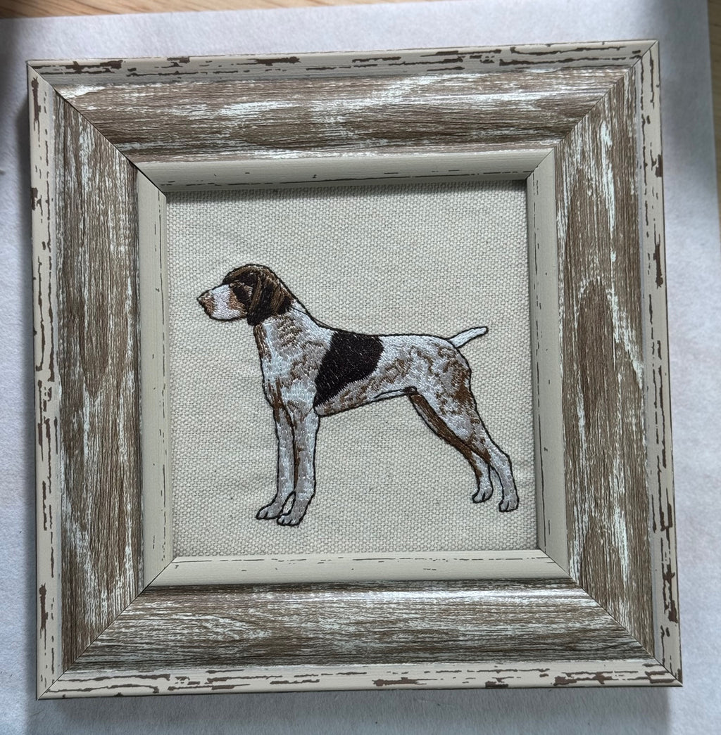 Pointer Machine Embroidered Art No. 3 | Framed Dog Breed Décor