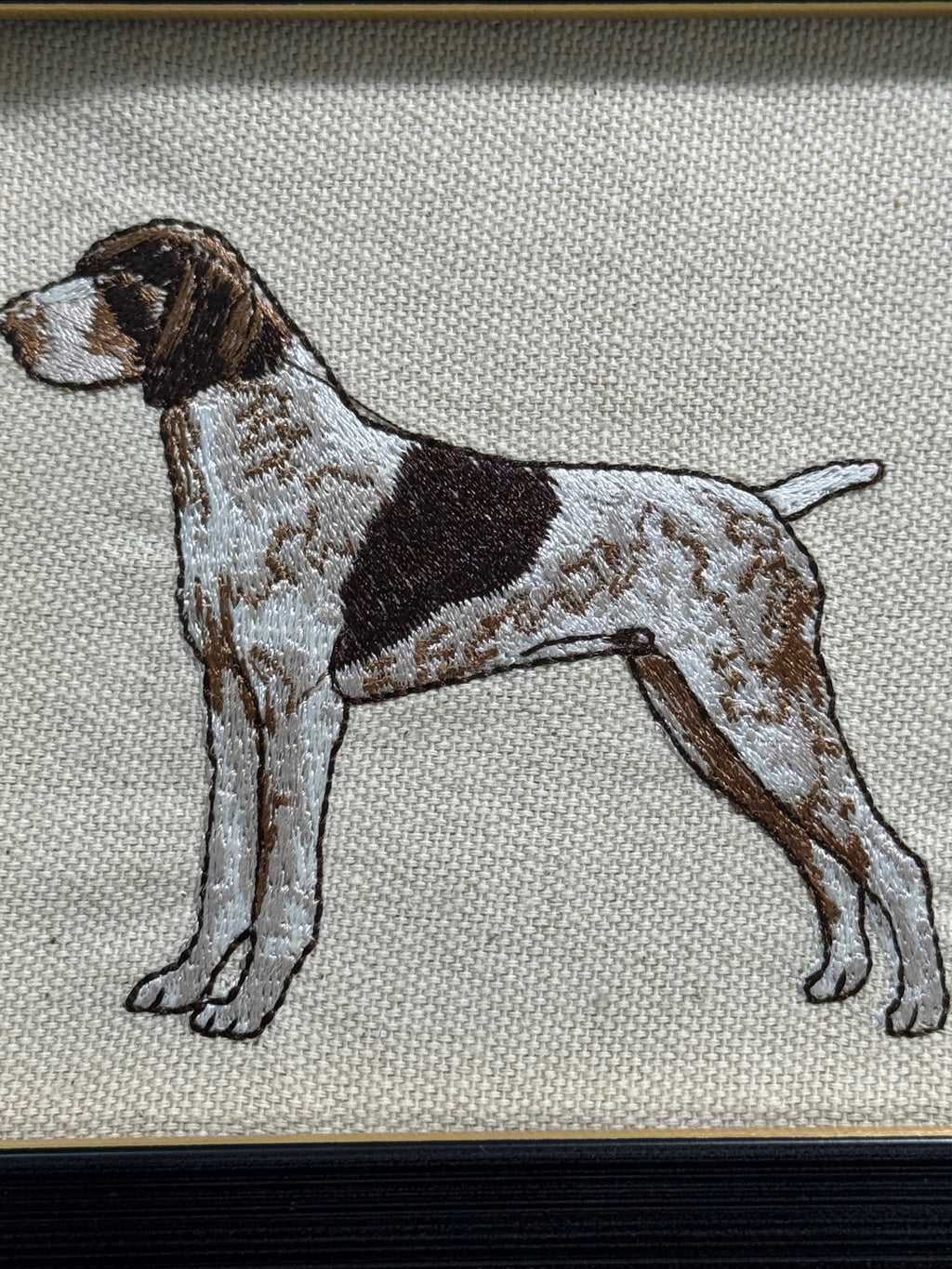 Pointer Machine Embroidered Art No. 3 | Framed Dog Breed Décor