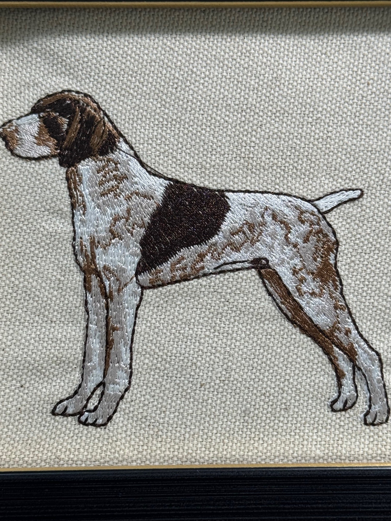 Pointer Machine Embroidered Art No. 3 | Framed Dog Breed Décor