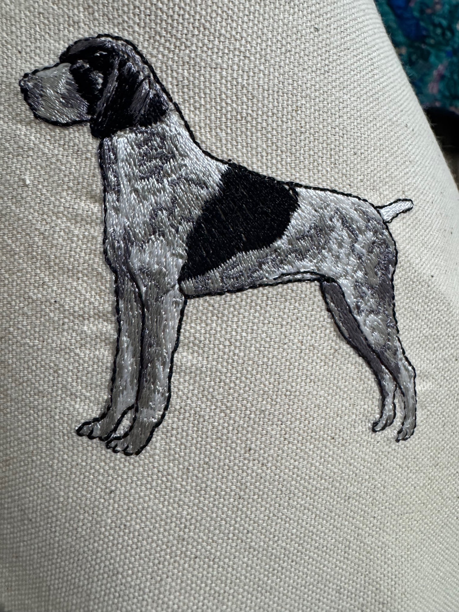 Pointer Machine Embroidered Art No. 2 | Framed Dog Breed Décor