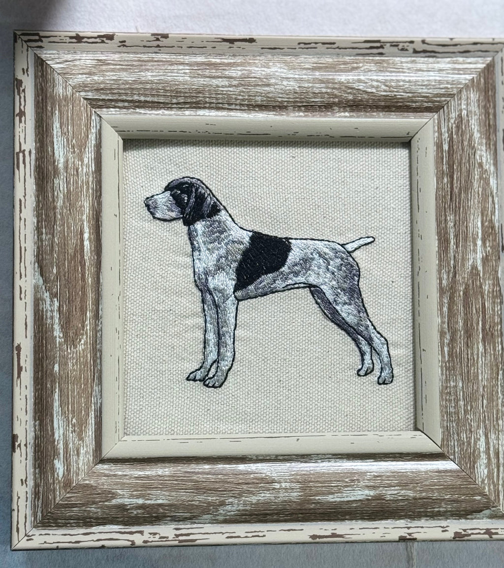 Pointer Machine Embroidered Art No. 2 | Framed Dog Breed Décor