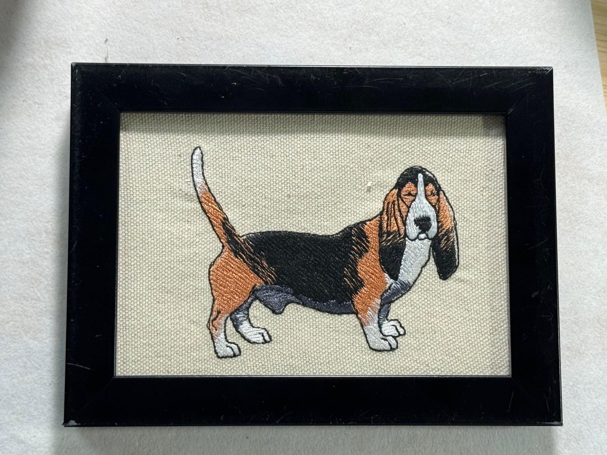 Basset Hound Machine Embroidered Art | Framed Dog Breed Décor
