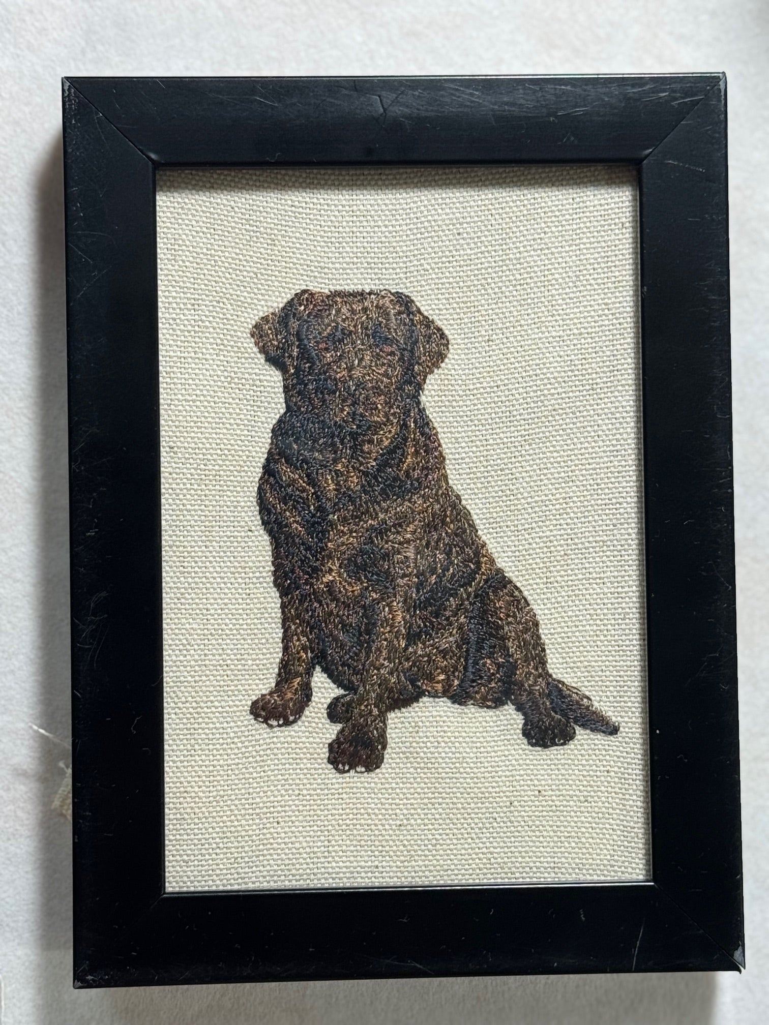 Chocolate Labrador Retriever Machine Embroidered Art | Framed Dog Breed Décor