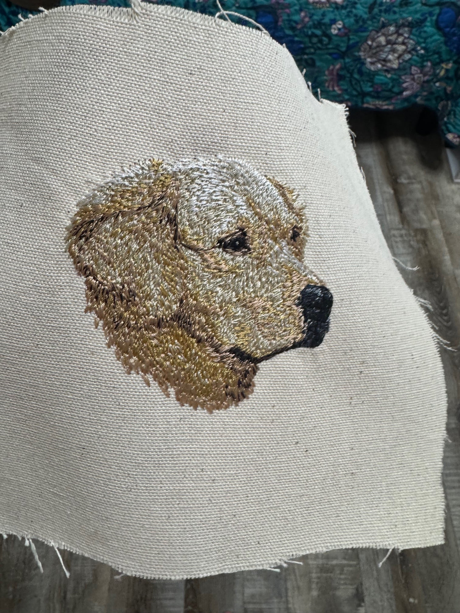 Golden Retriever Profile — Machine Embroidered Framed Art | Tabletop Decor