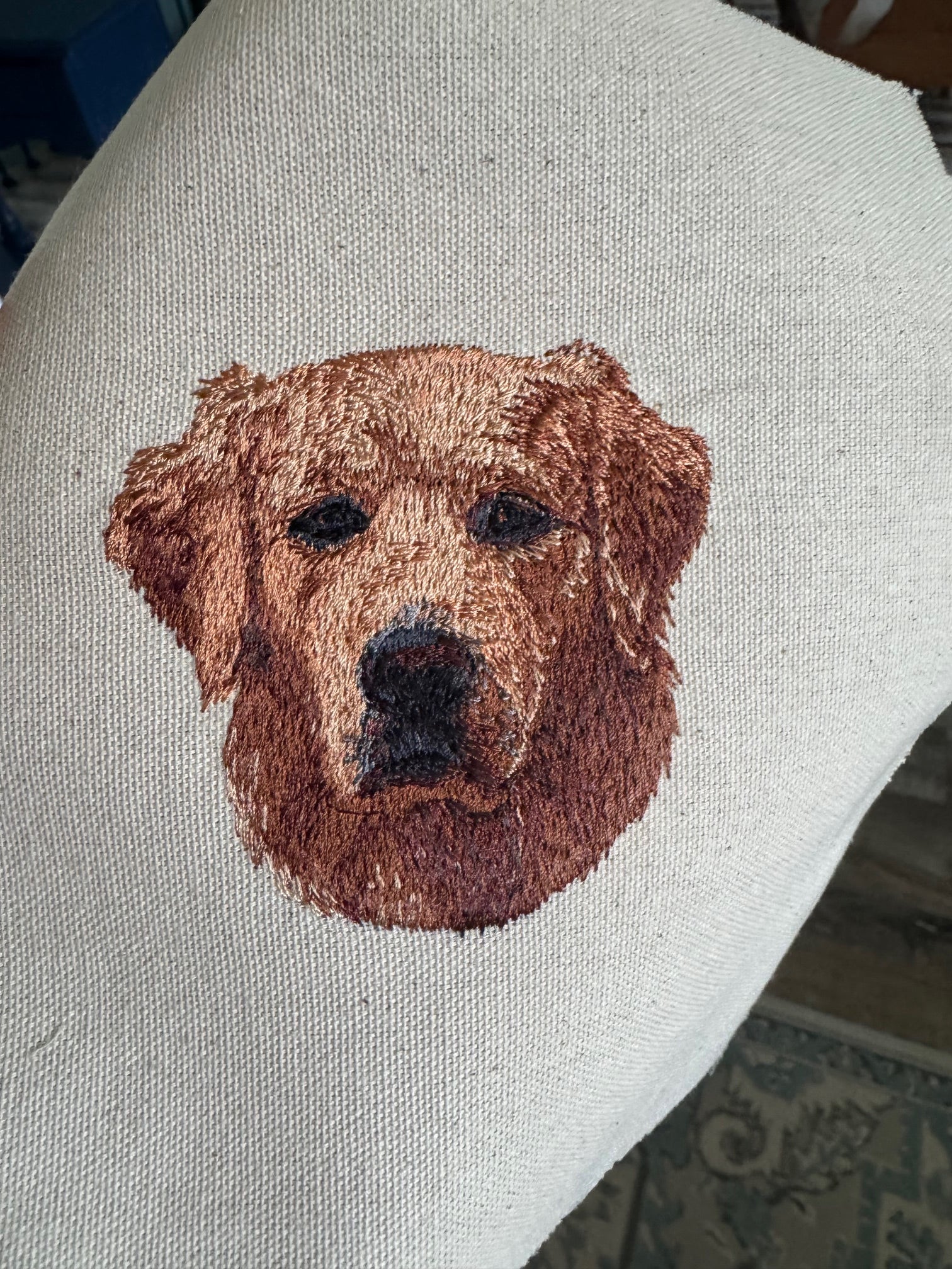 Red Golden Retriever Machine Embroidered Art No. 2 | Framed Dog Breed Décor