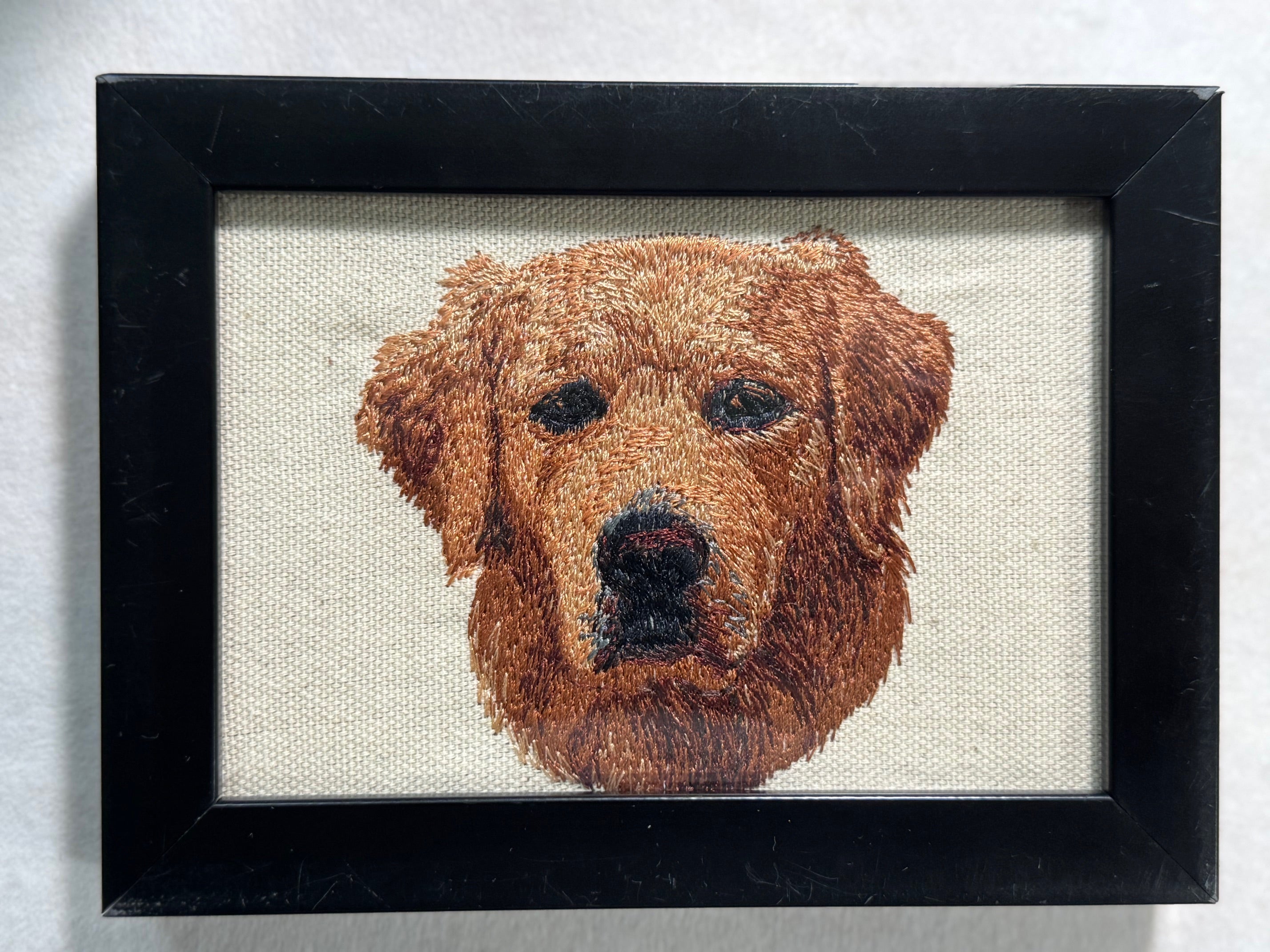Red Golden Retriever Machine Embroidered Art No. 2 | Framed Dog Breed Décor