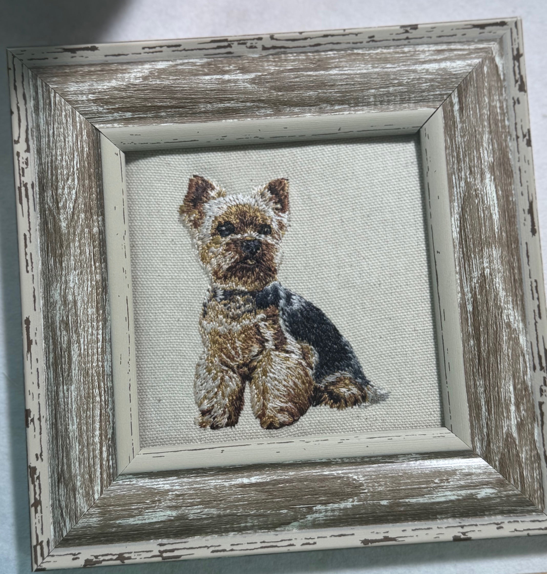 Yorkshire Terrier Machine Embroidered Art | Framed Dog Breed Décor