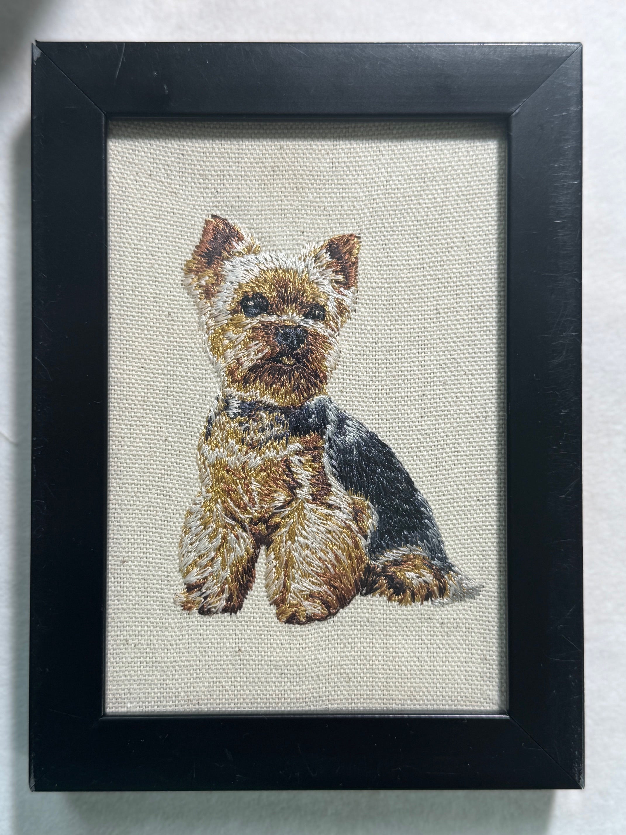 Yorkshire Terrier Machine Embroidered Art | Framed Dog Breed Décor