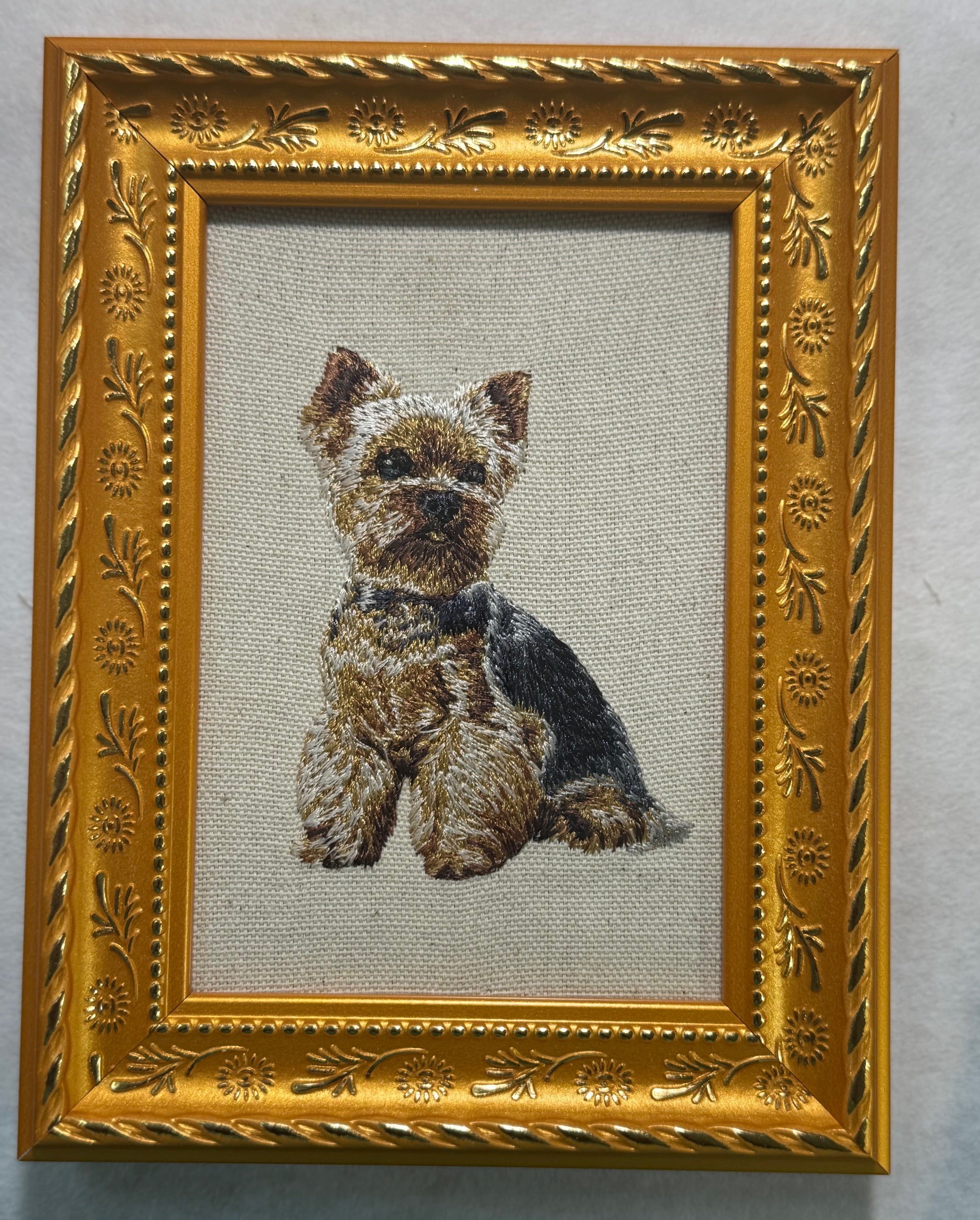 Yorkshire Terrier Machine Embroidered Art | Framed Dog Breed Décor