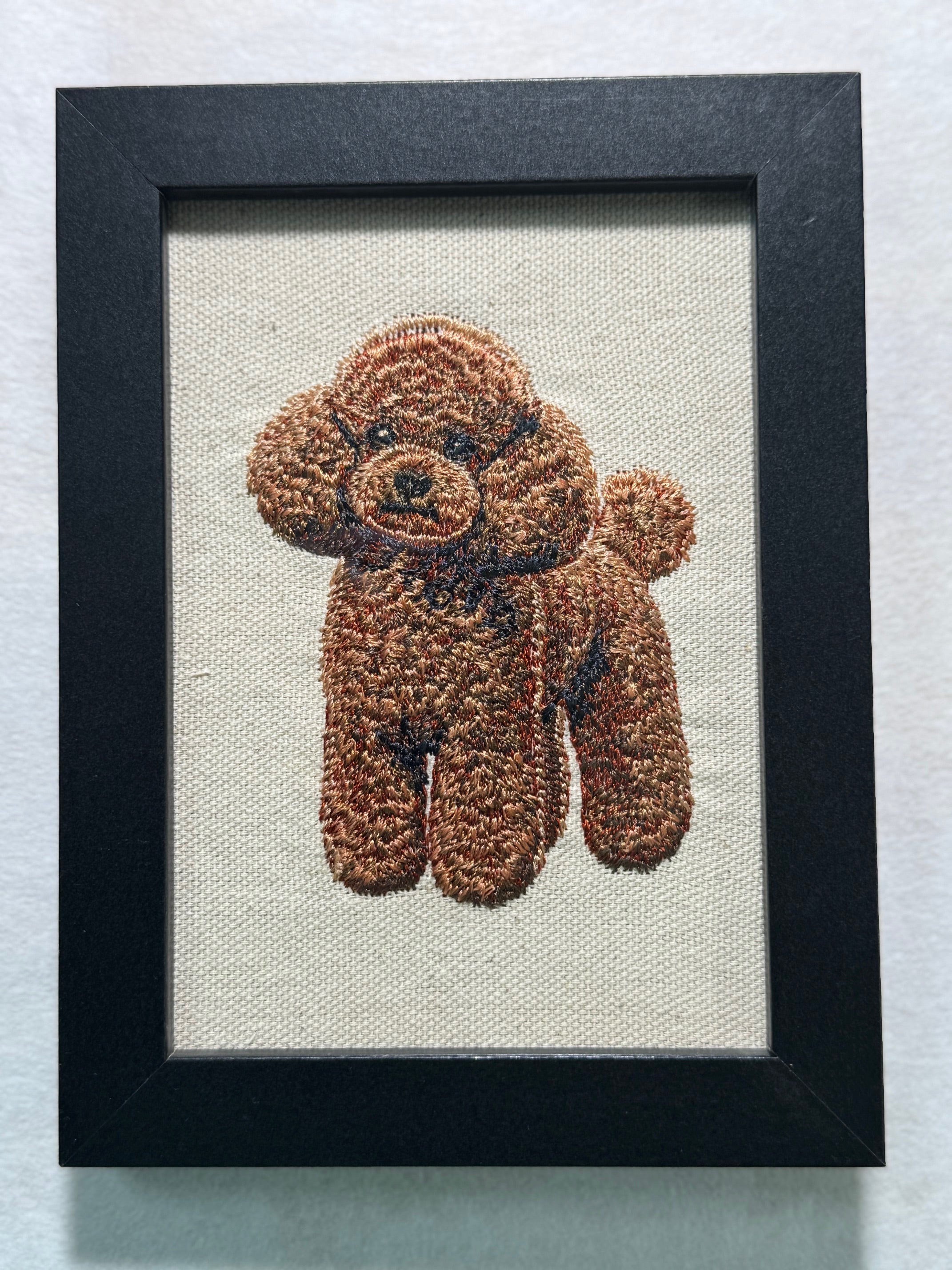 Toy Poodle Machine Embroidered Framed Art No. 2 | Tabletop Decor