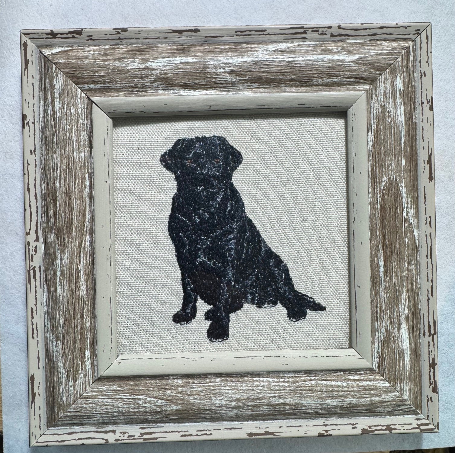 Black Labrador Retriever Machine Embroidered Art No. 2 | Framed Dog Breed Décor
