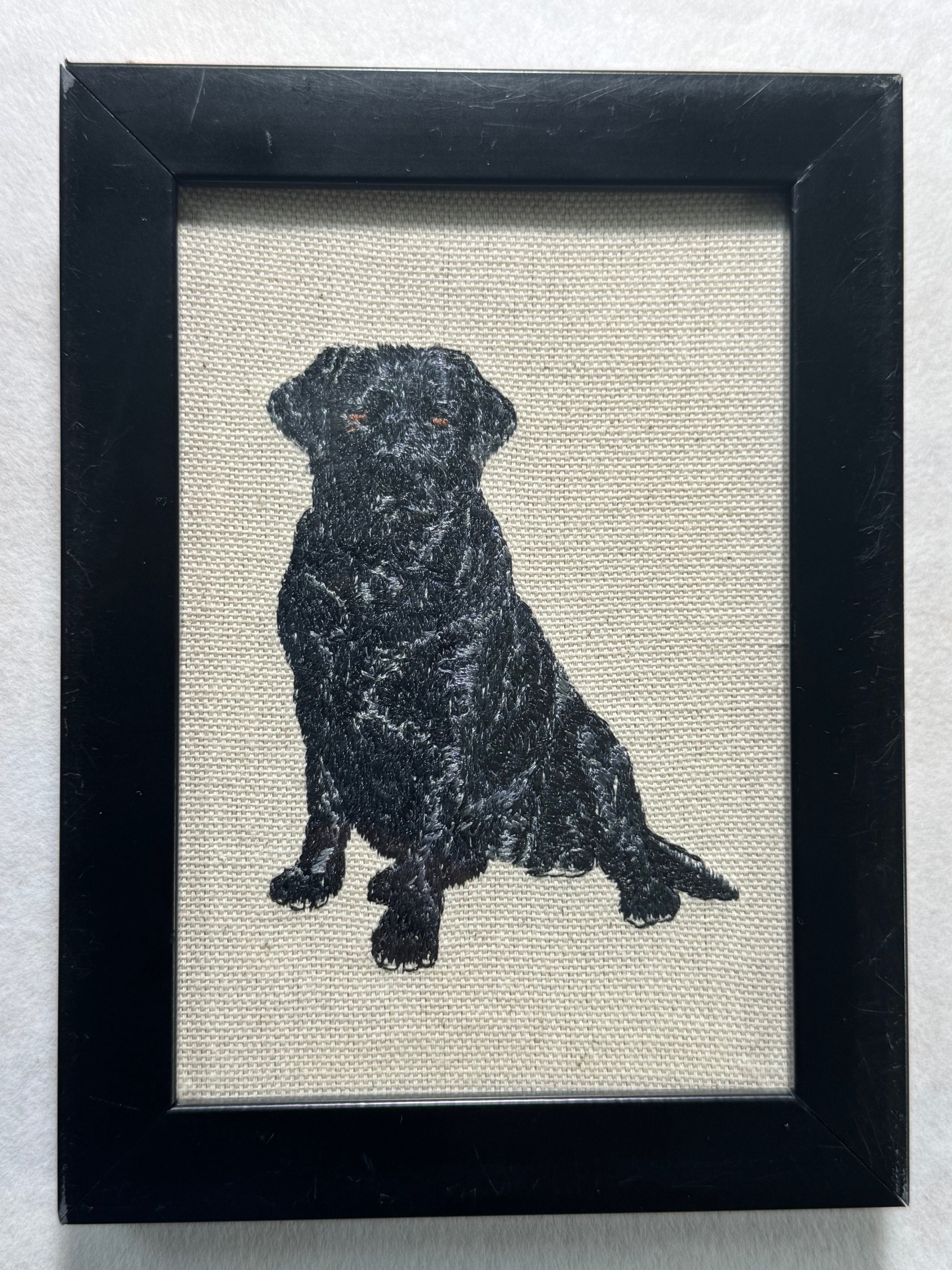 Black Labrador Retriever Machine Embroidered Art No. 2 | Framed Dog Breed Décor