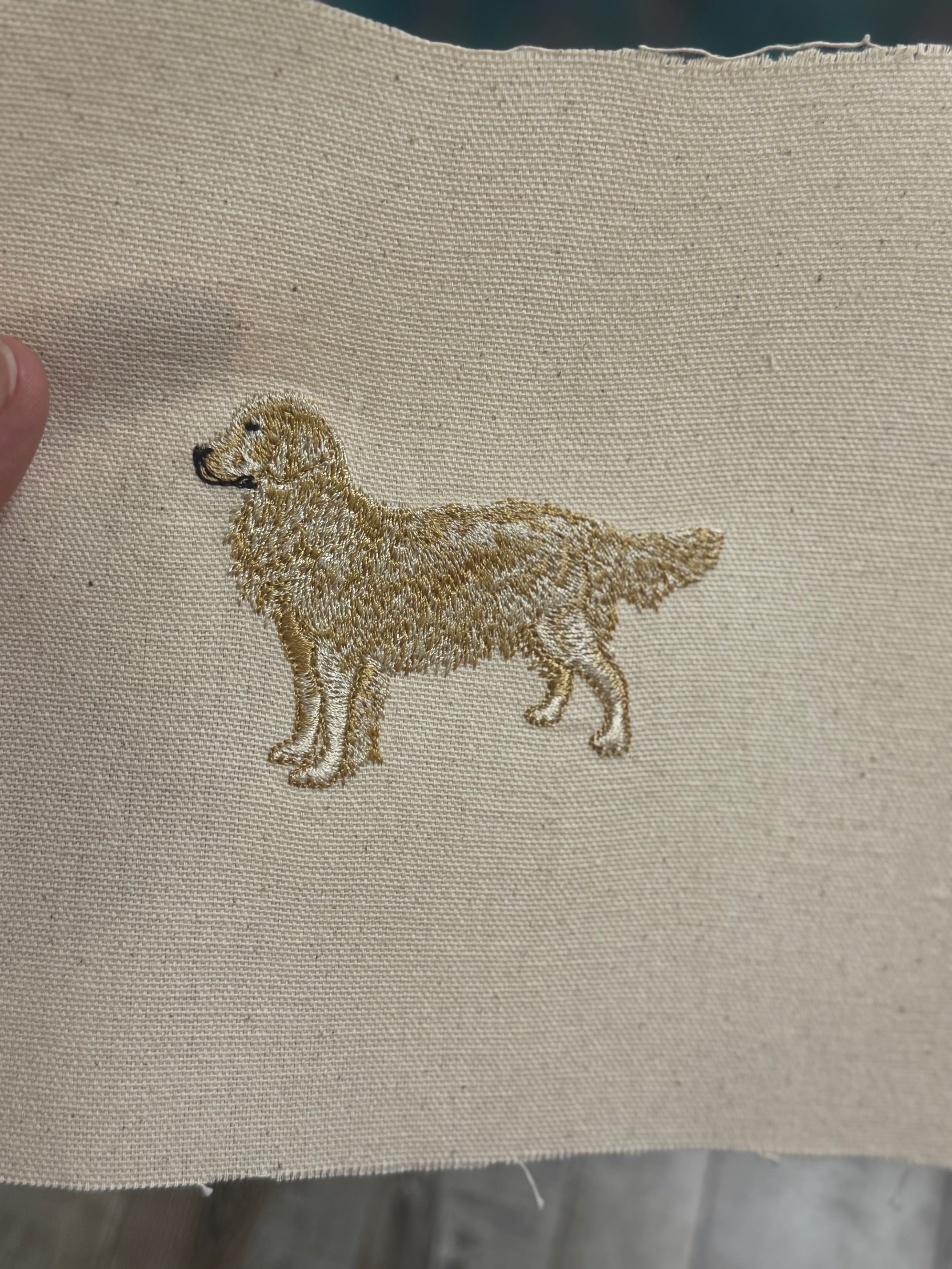 Golden Retriever Machine Embroidered Framed Art | Tabletop Decor