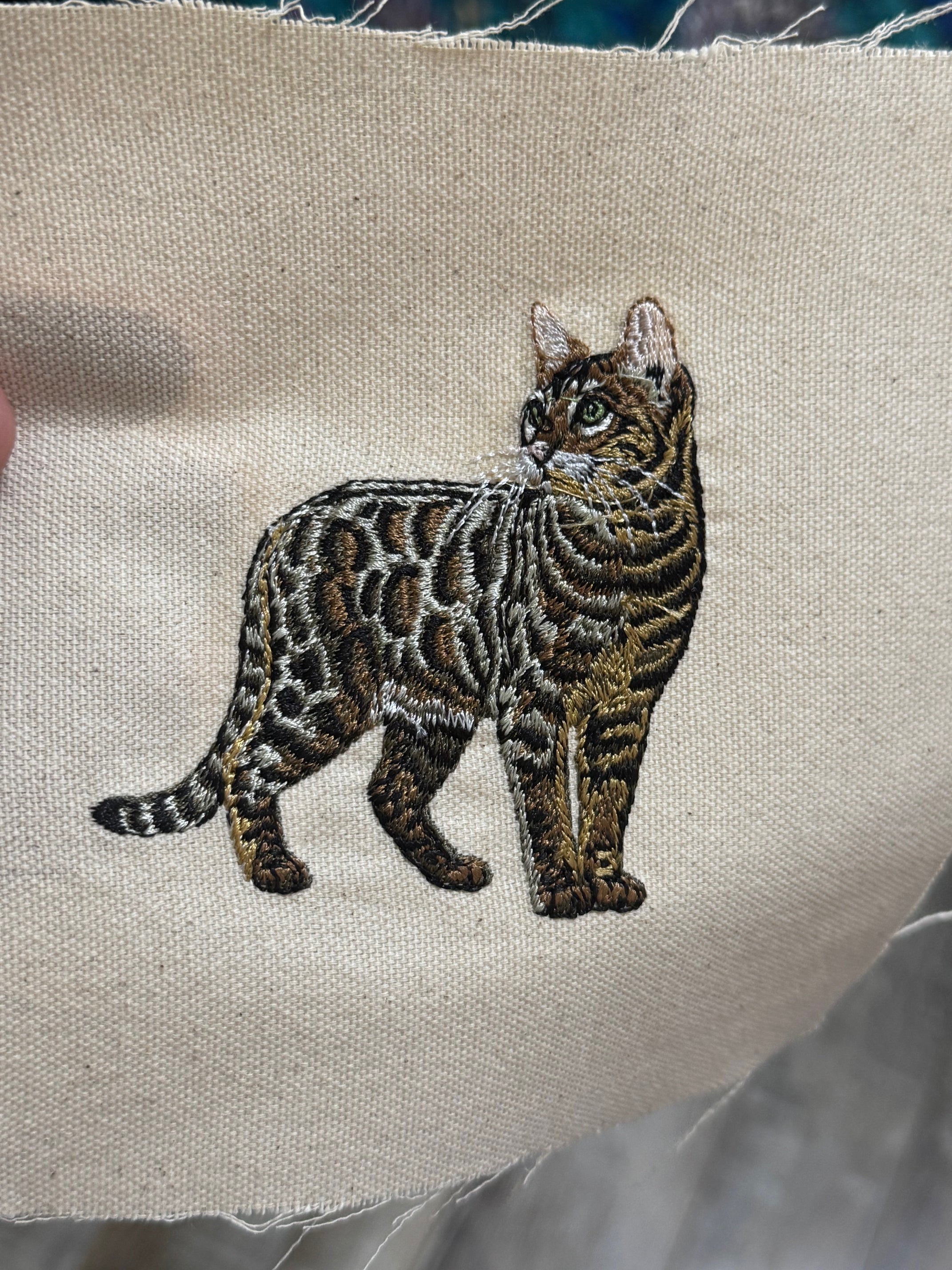 Bengal Cat Machine Embroidered Art | Framed Cat Breed Décor