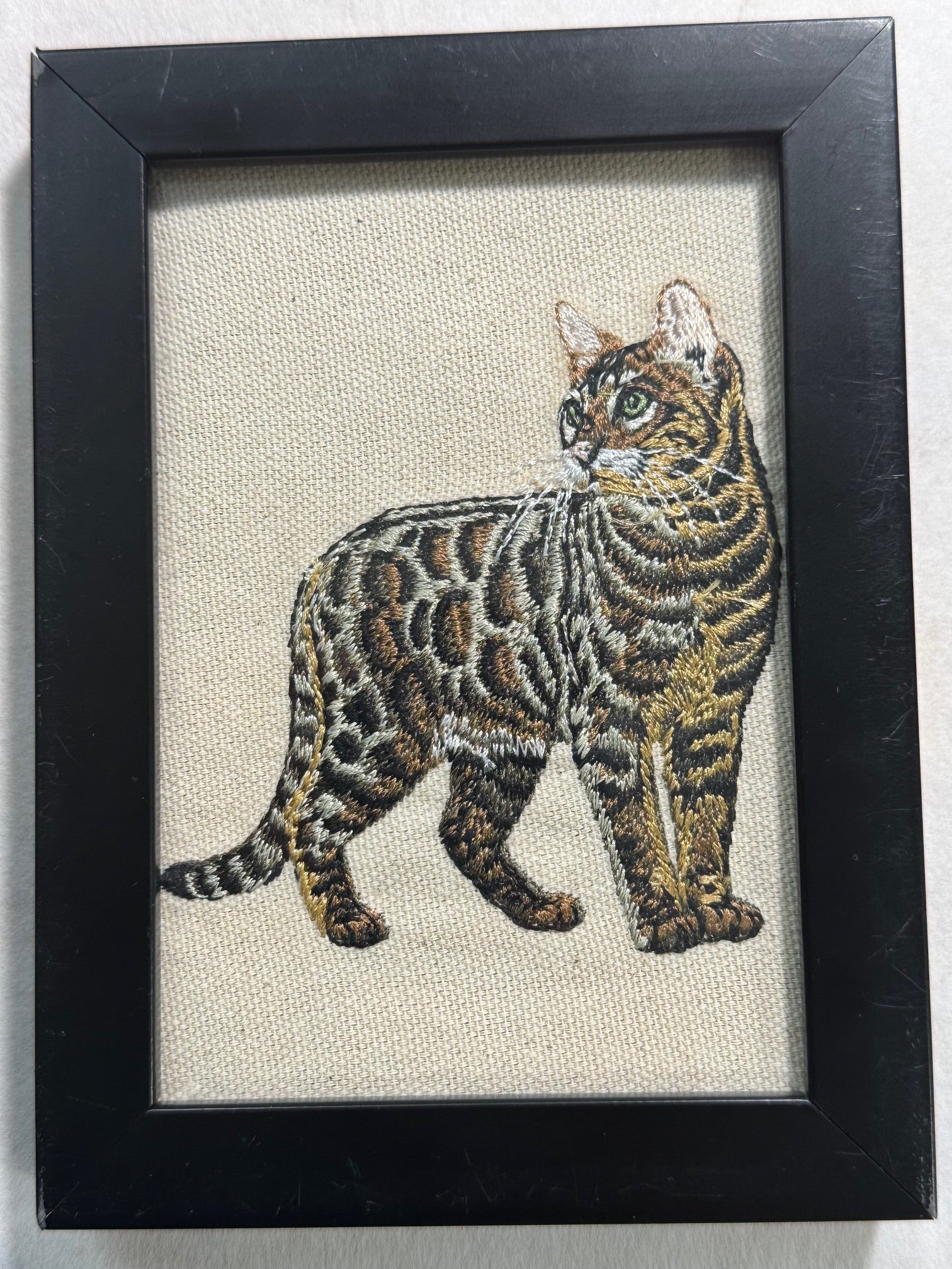 Bengal Cat Machine Embroidered Art | Framed Cat Breed Décor