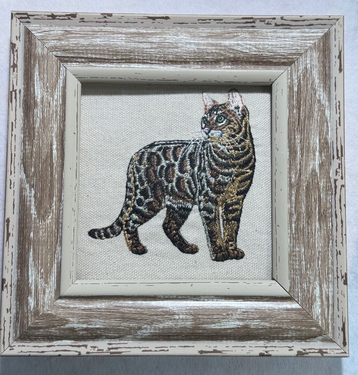 Bengal Cat Machine Embroidered Art | Framed Cat Breed Décor