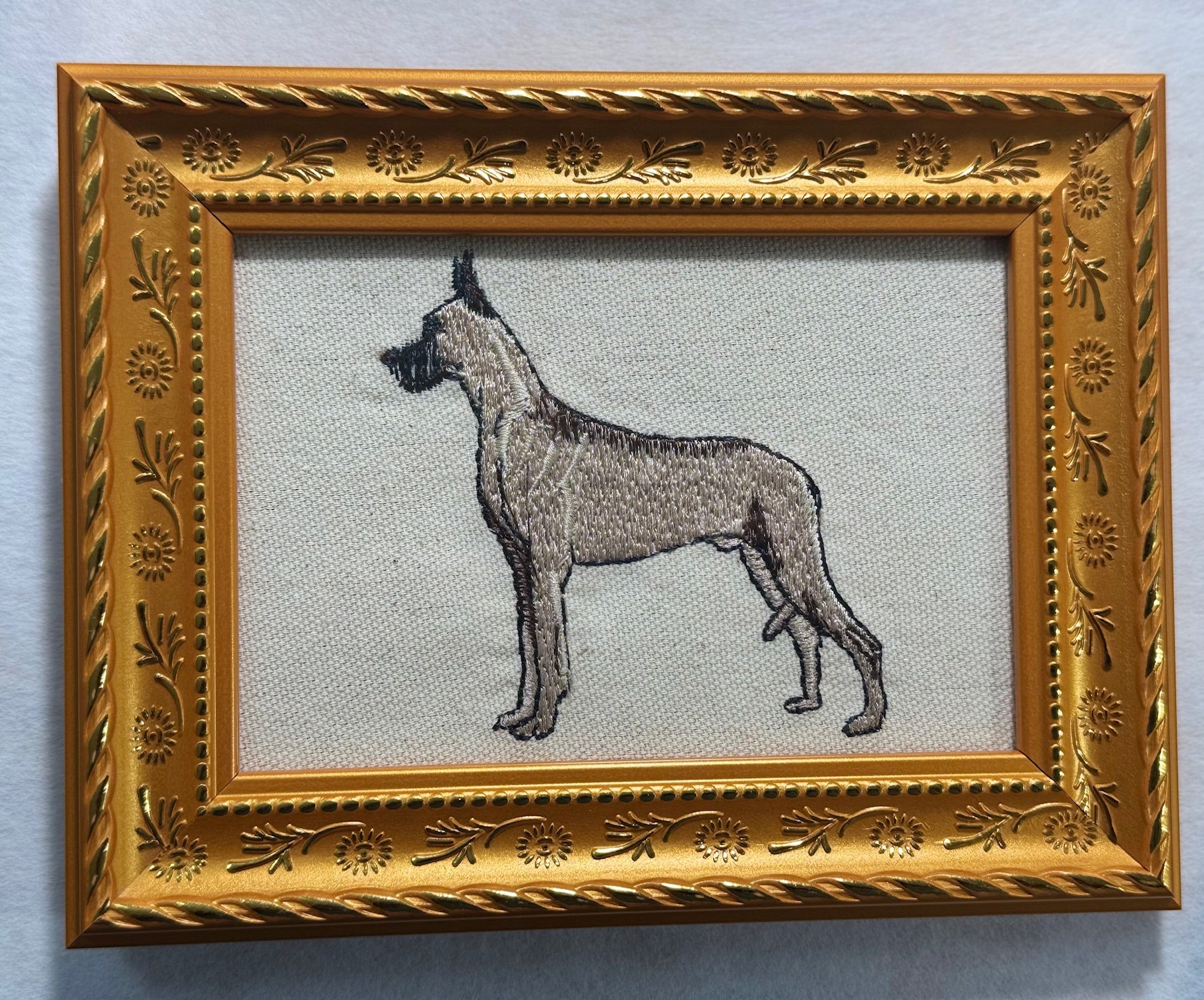 Great Dane Machine Embroidered Art | Framed Dog Breed Décor