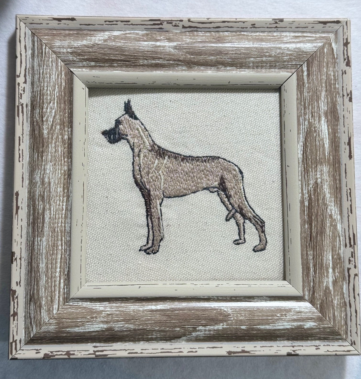 Great Dane Machine Embroidered Art | Framed Dog Breed Décor