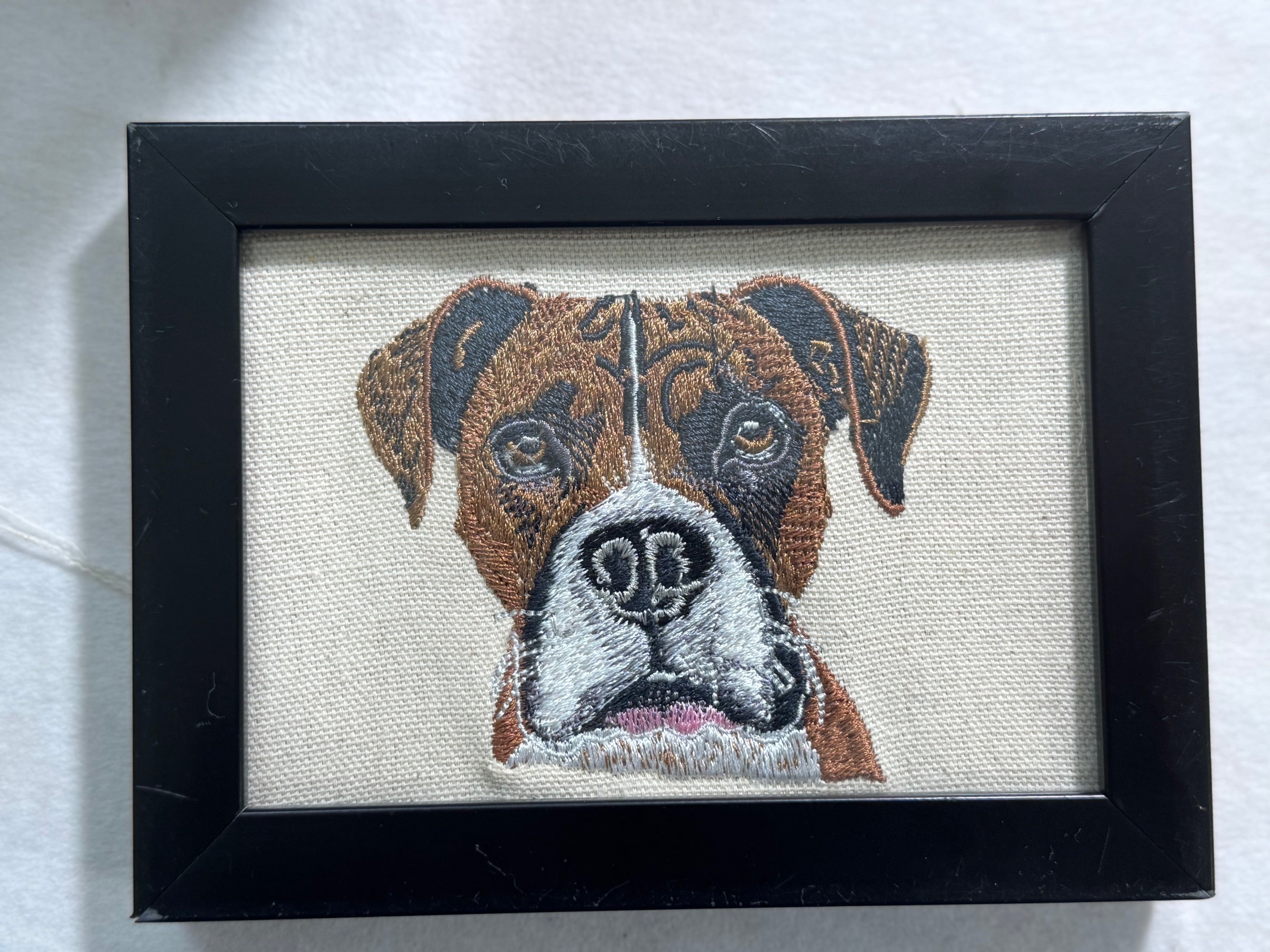 Boxer Dog Machine Embroidered Art | Framed Dog Breed Décor