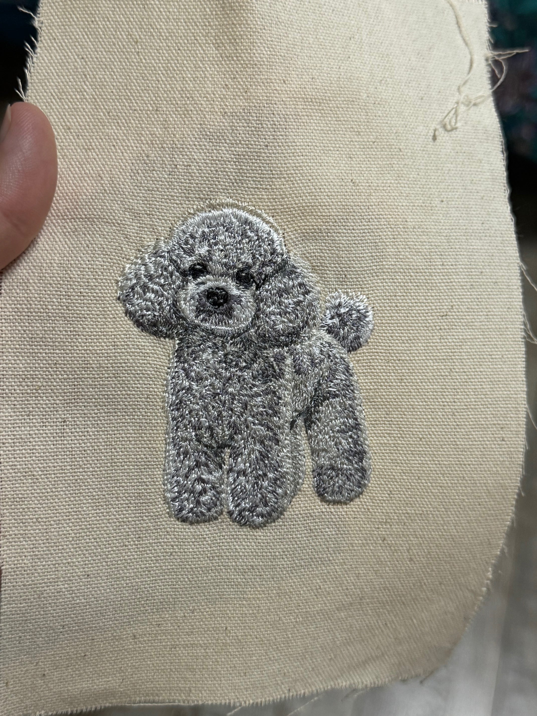 Toy Poodle Machine Embroidered Framed Art | Tabletop Decor