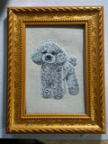 Toy Poodle Machine Embroidered Framed Art | Tabletop Decor
