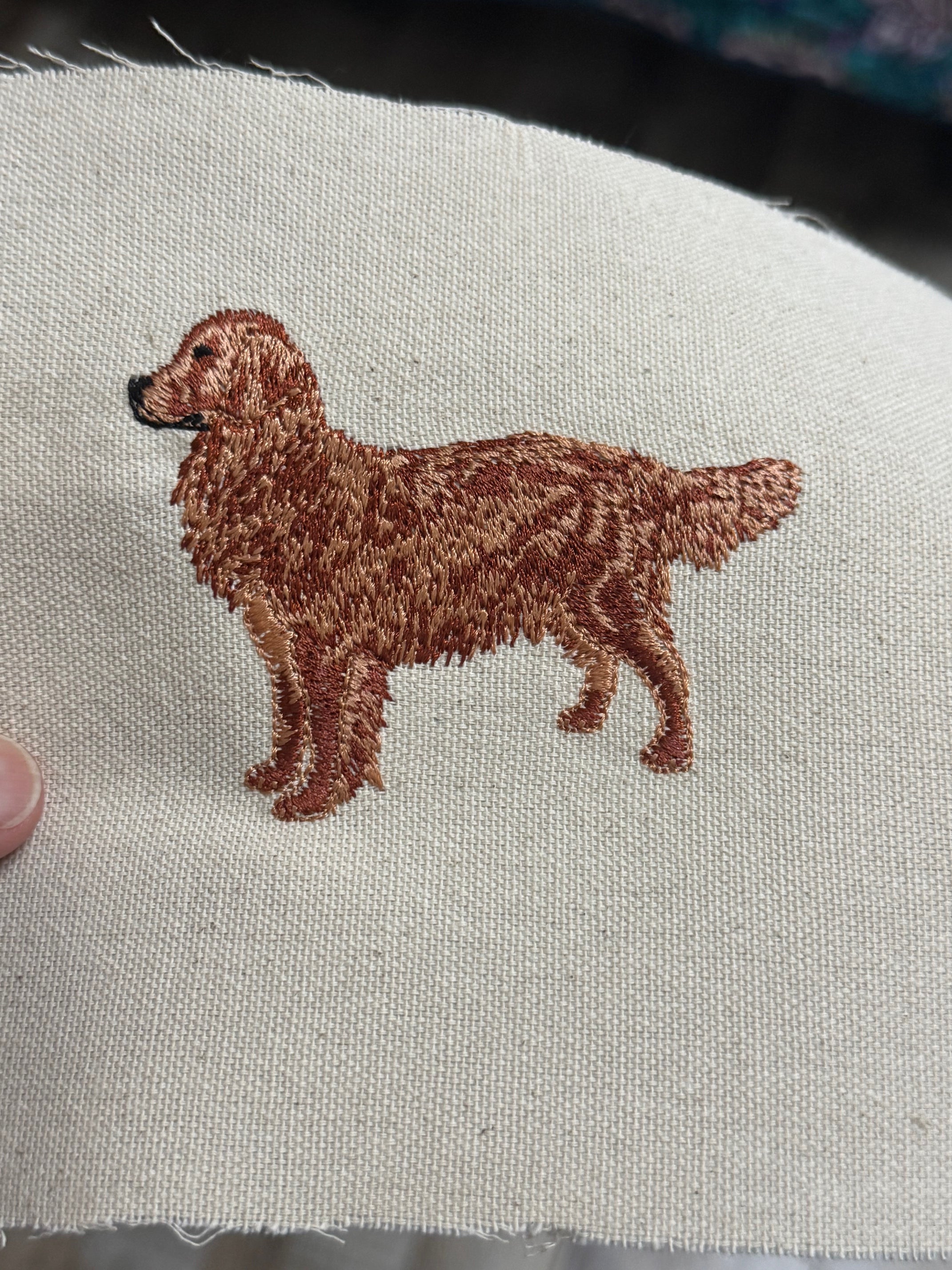 Red Golden Retriever Machine Embroidered Art | Framed Dog Breed Décor