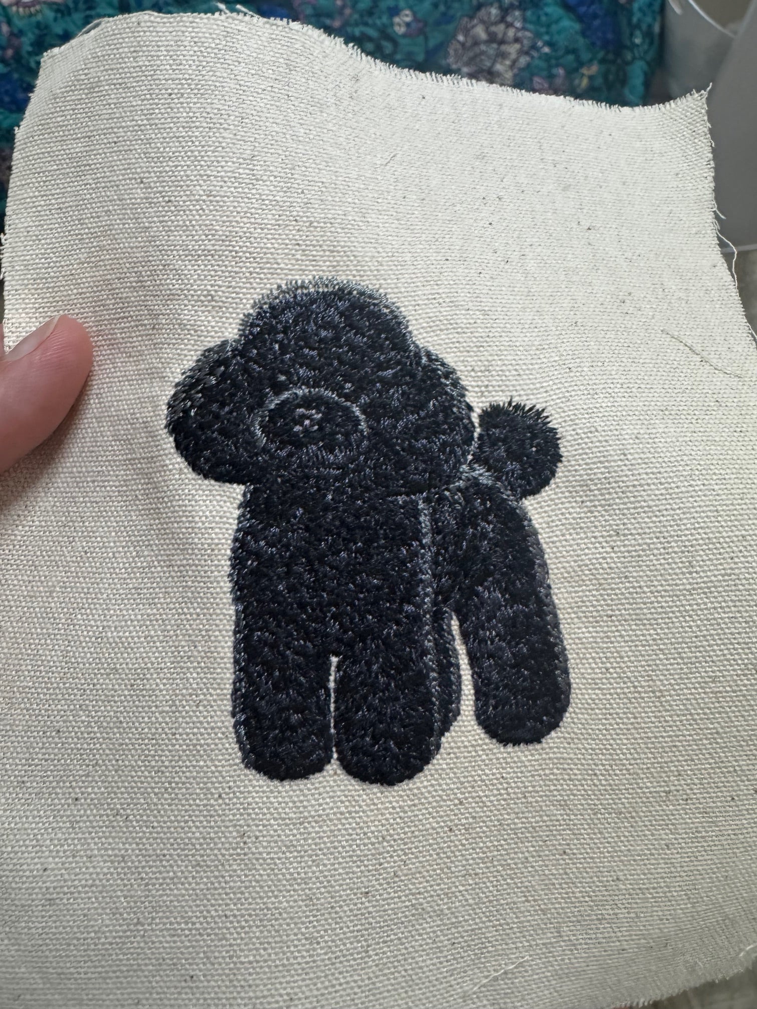 Black Toy Poodle Machine Embroidered Art | Framed Dog Breed Décor