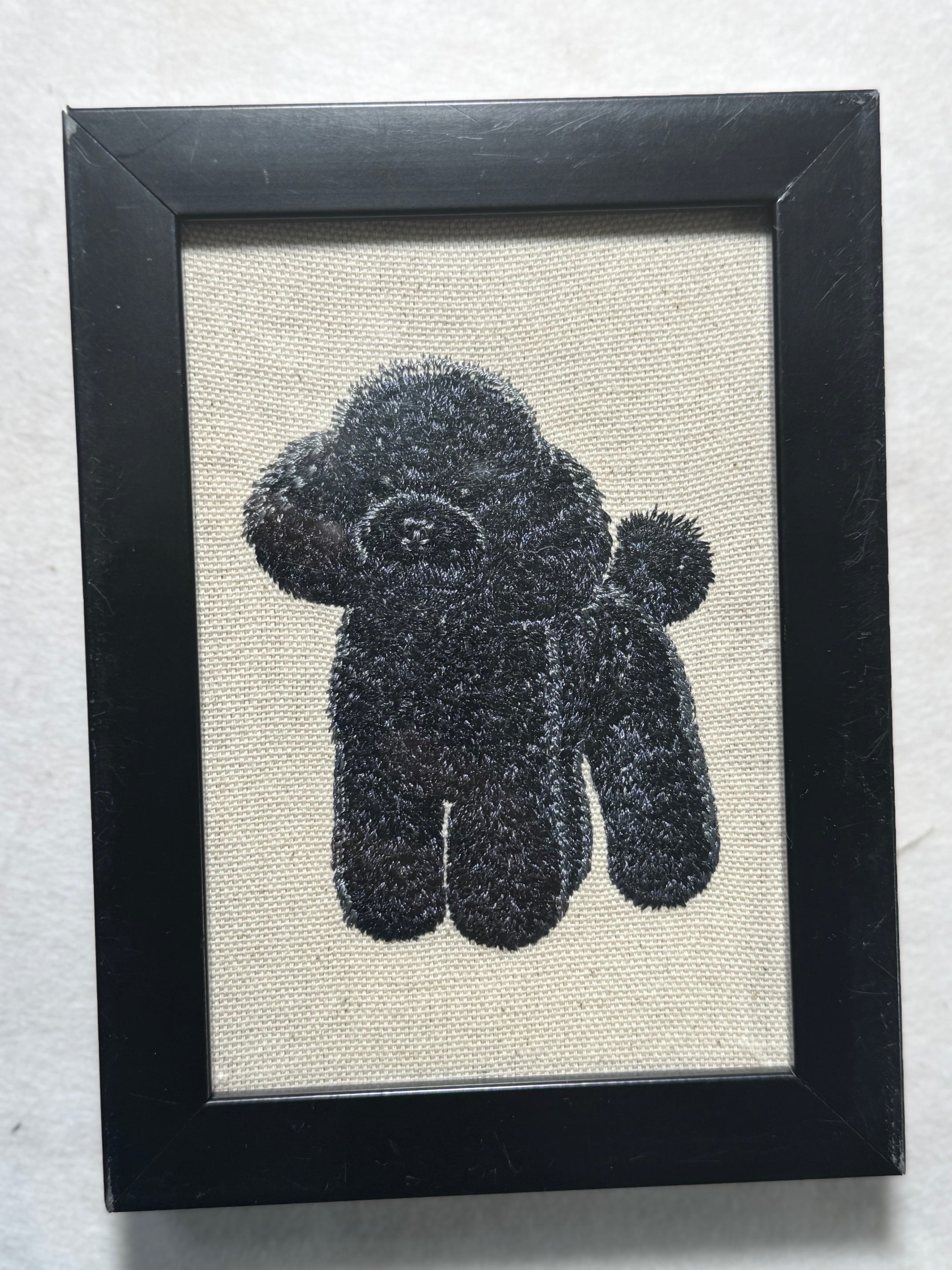 Black Toy Poodle Machine Embroidered Art | Framed Dog Breed Décor