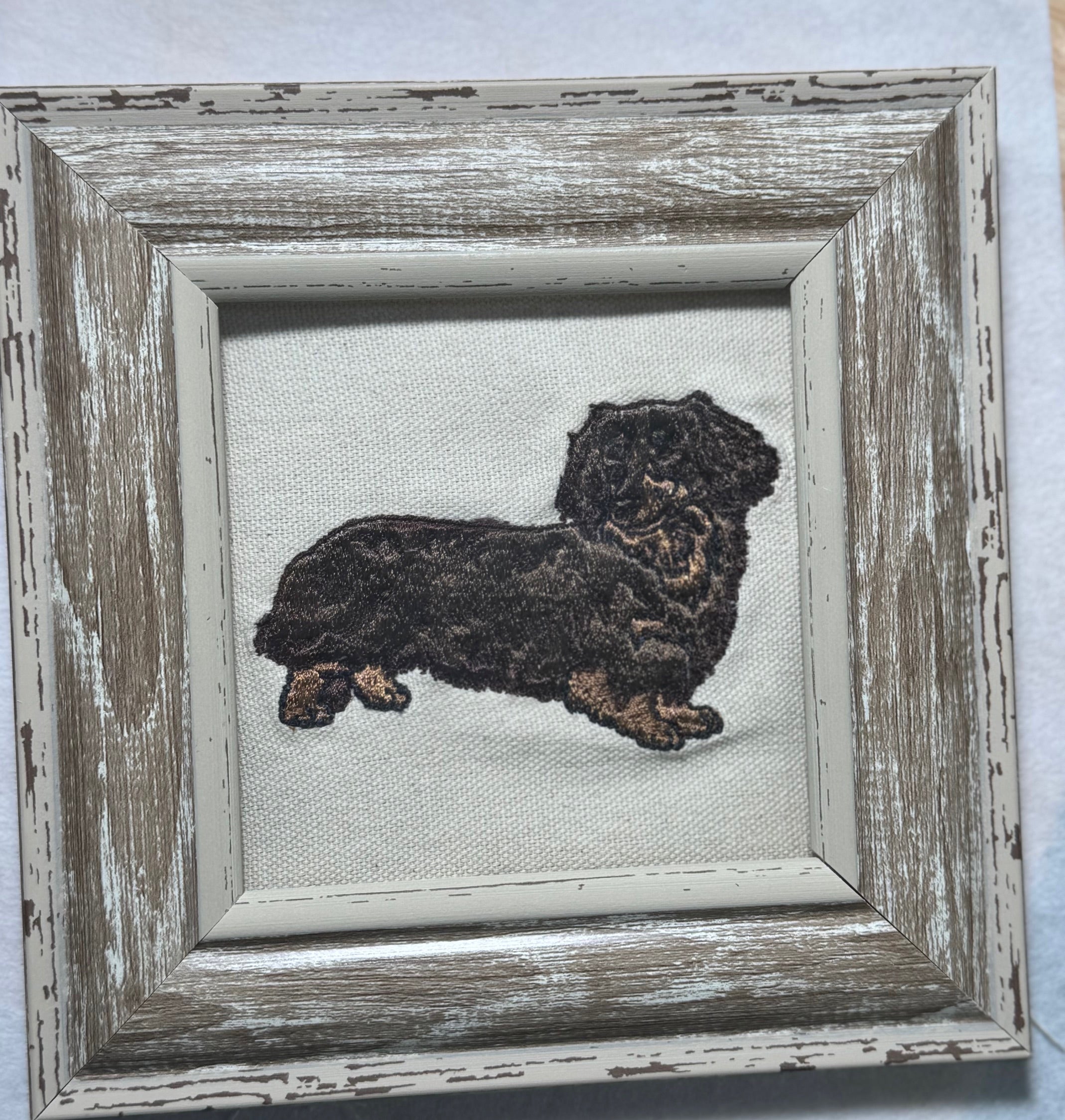 Dachshund Machine Embroidered Art | Framed Dog Breed Décor