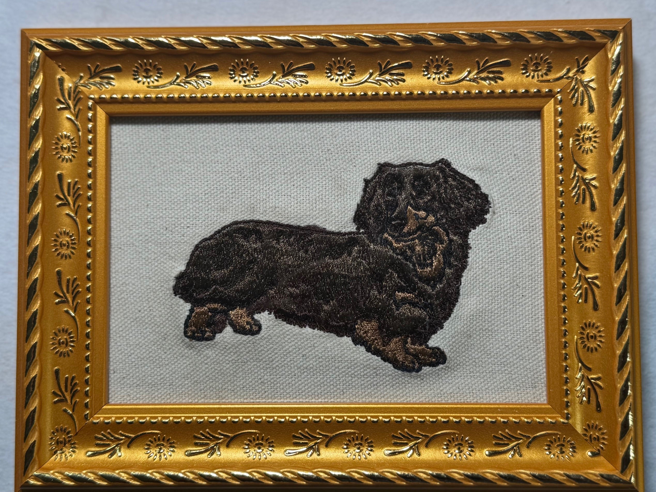 Dachshund Machine Embroidered Art | Framed Dog Breed Décor