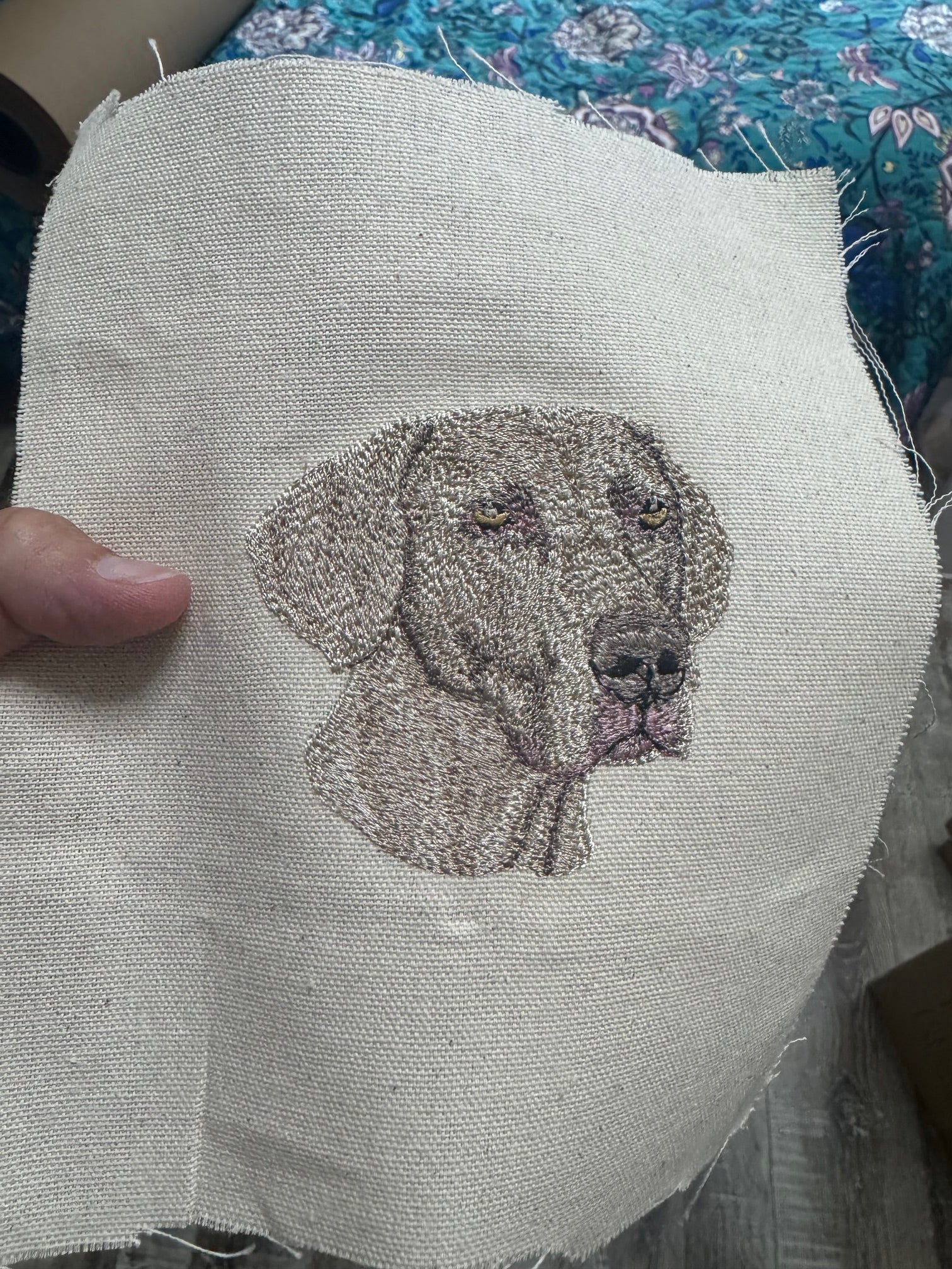 Weimaraner Machine Embroidered Art | Framed Dog Breed Décor