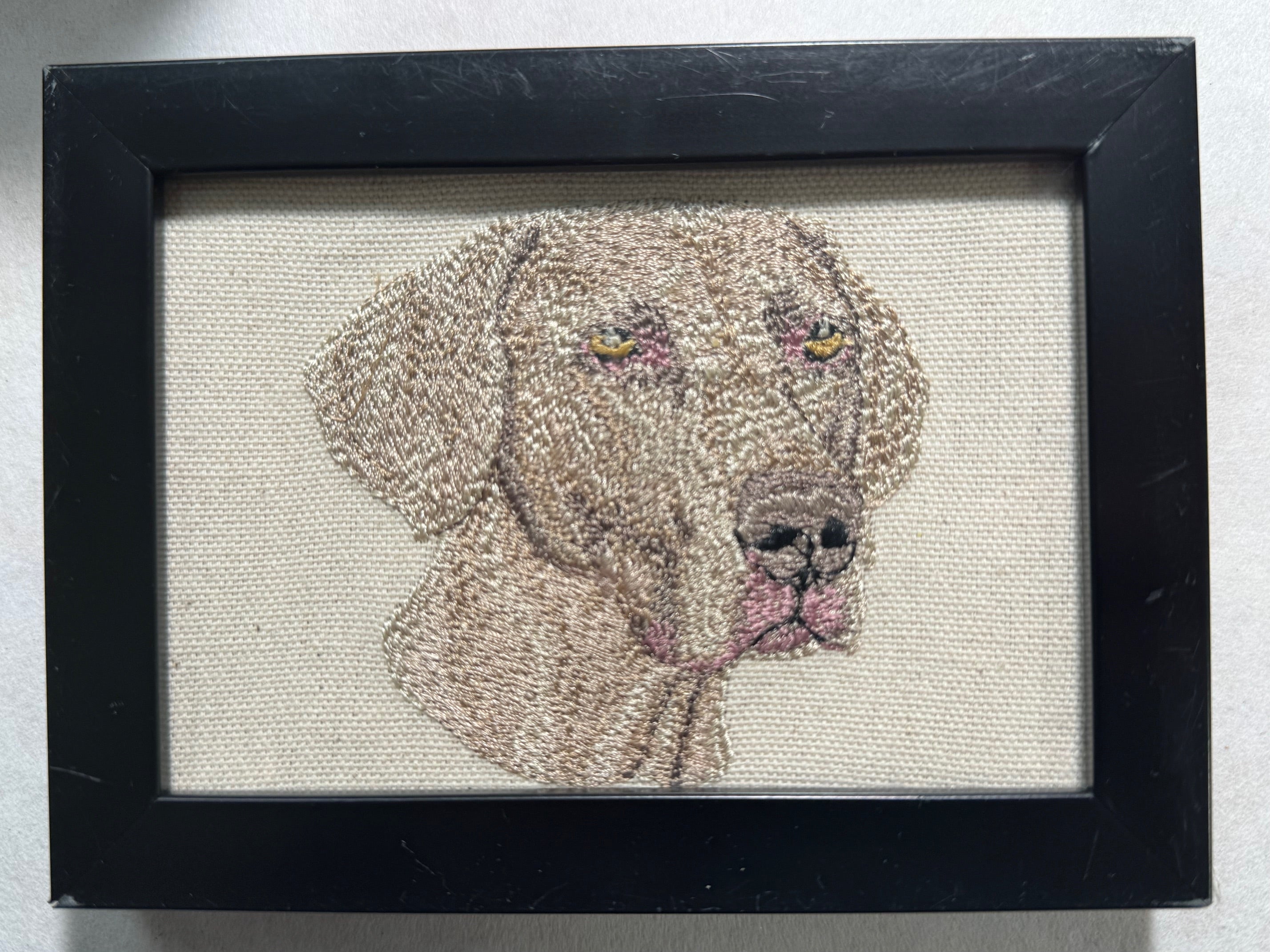 Weimaraner Machine Embroidered Art | Framed Dog Breed Décor