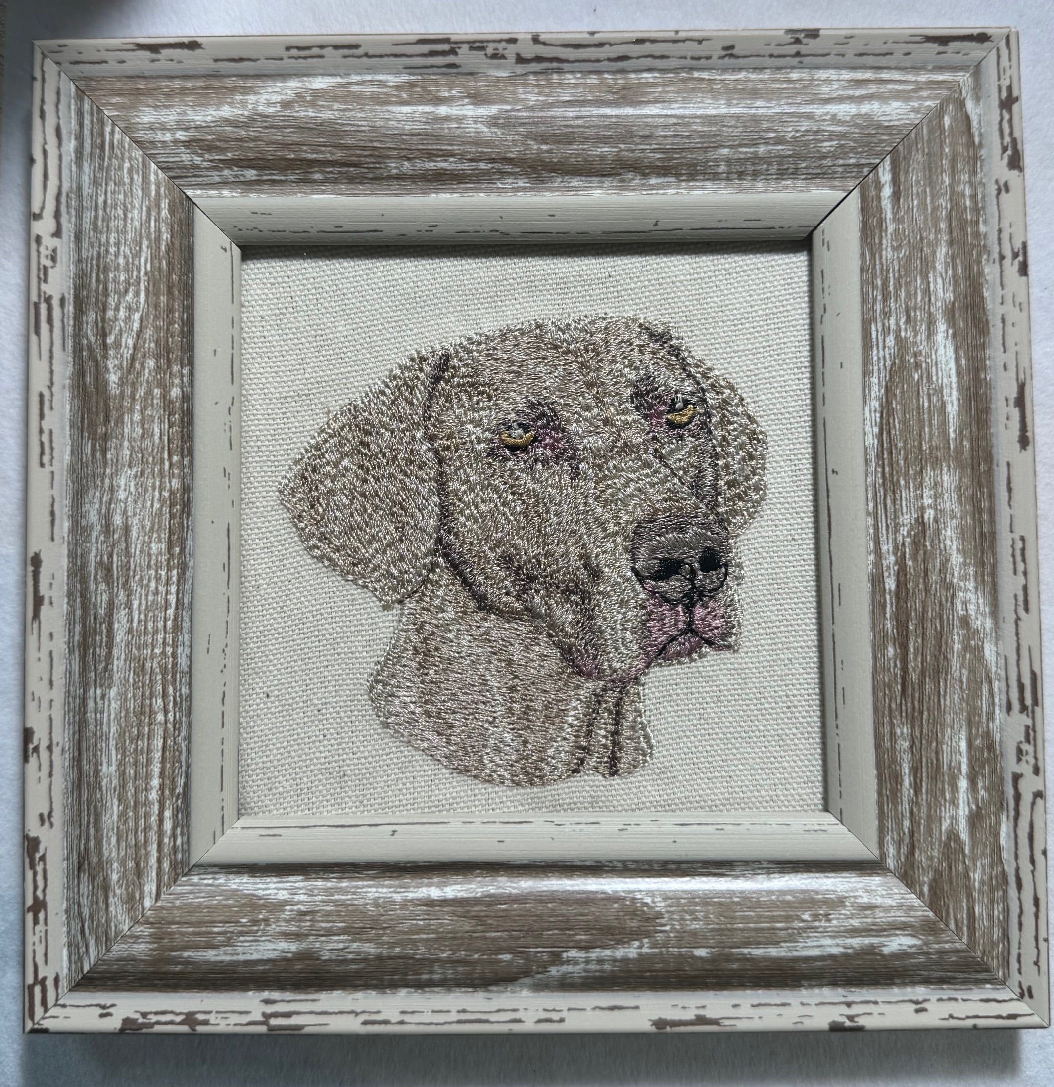 Weimaraner Machine Embroidered Art | Framed Dog Breed Décor