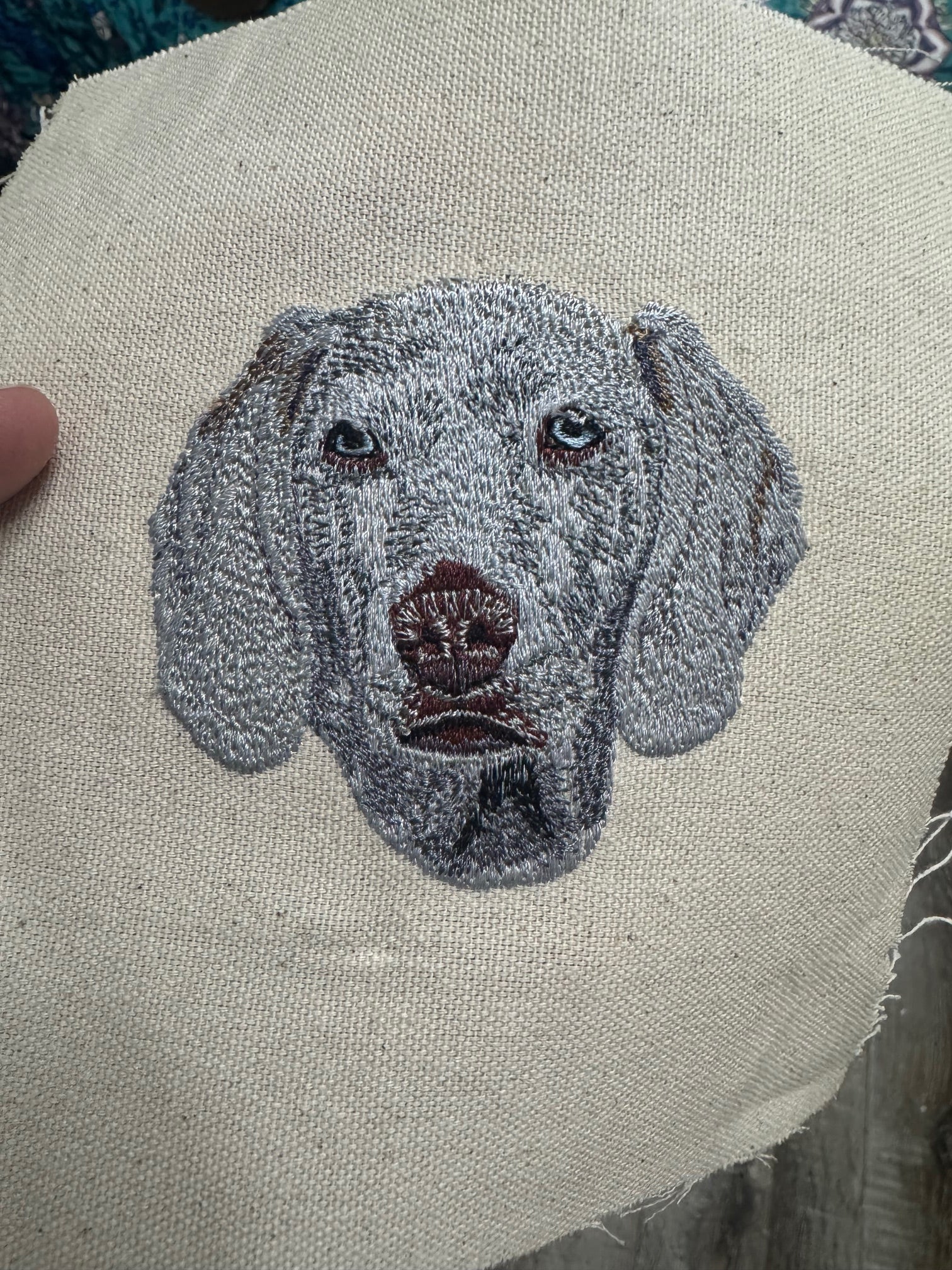 Weimaraner Machine Embroidered Framed Art | Tabletop Decor