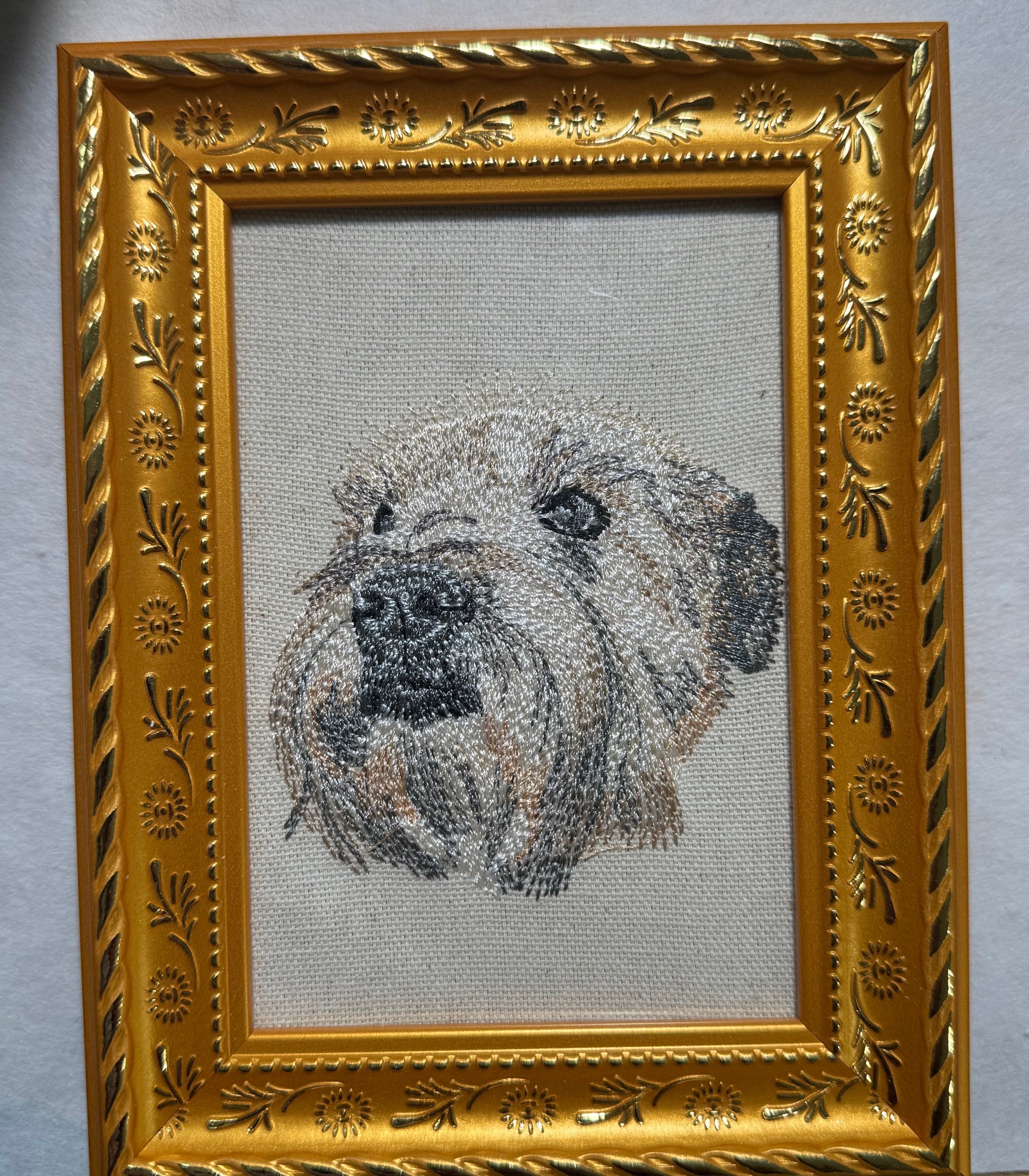Wheaten Terrier Machine Embroidered Art | Framed Dog Breed Décor