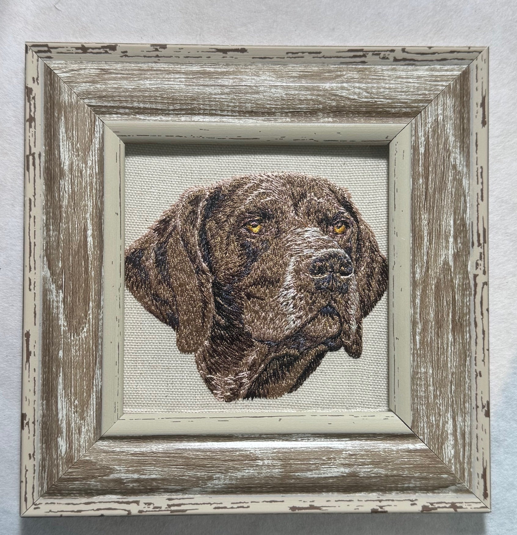 Pointer Machine Embroidered Art | Framed Dog Breed Décor