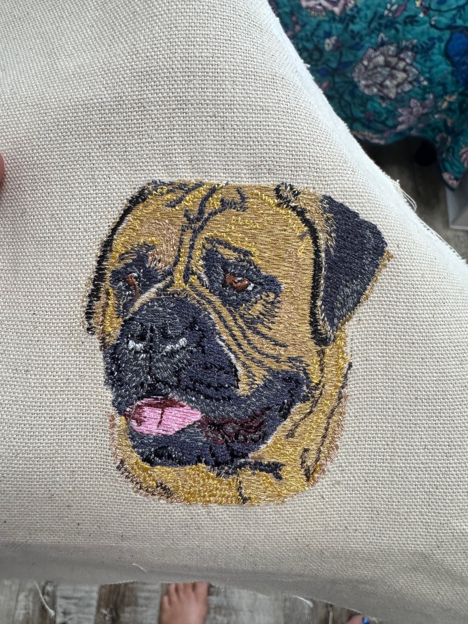 Bullmastiff Machine Embroidered Art | Framed Dog Breed Décor