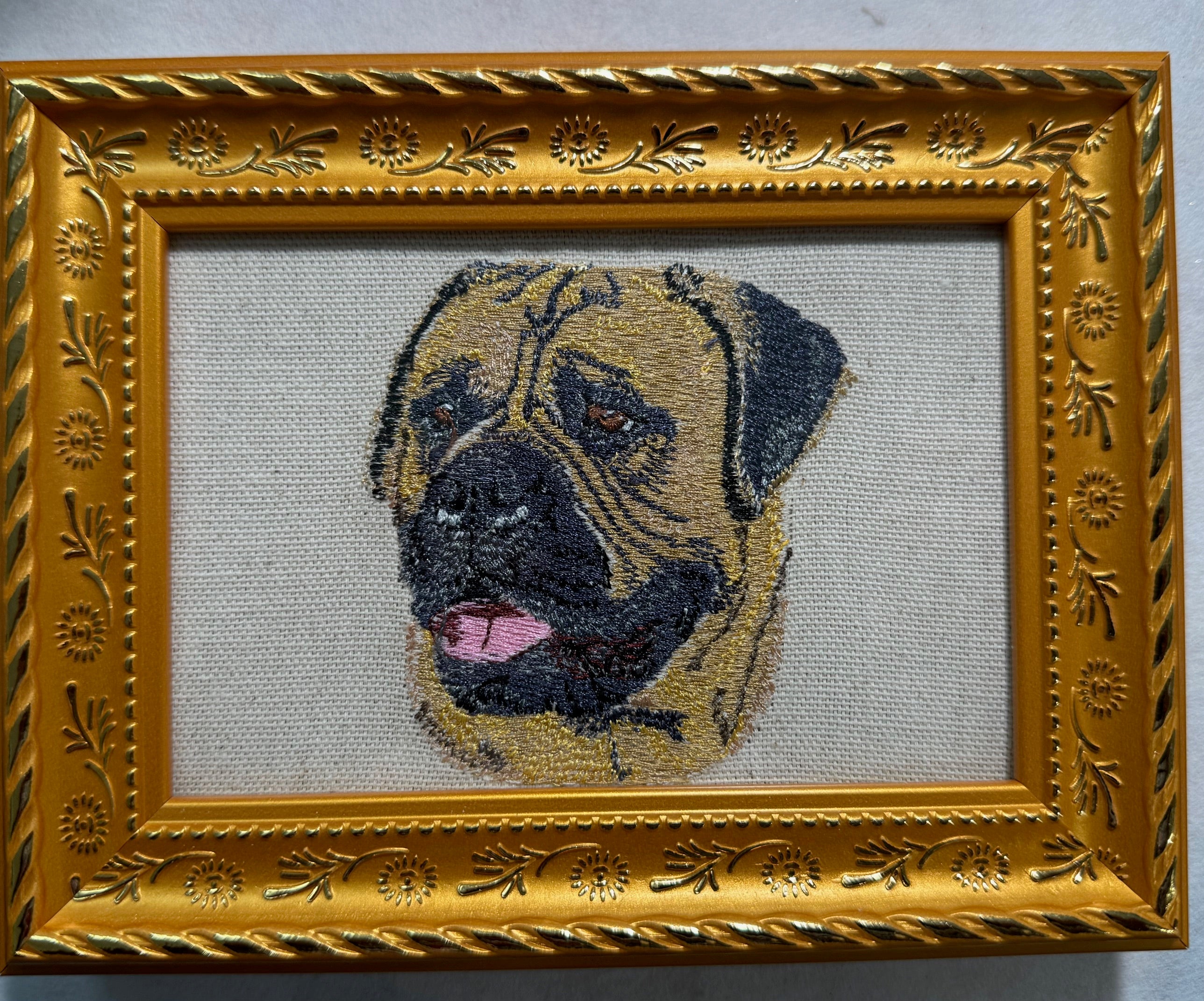 Bullmastiff Machine Embroidered Art | Framed Dog Breed Décor