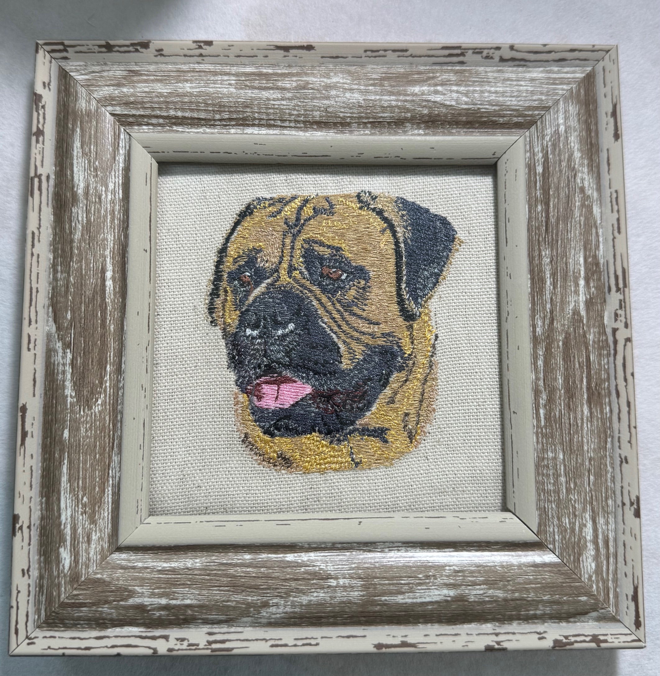 Bullmastiff Machine Embroidered Art | Framed Dog Breed Décor