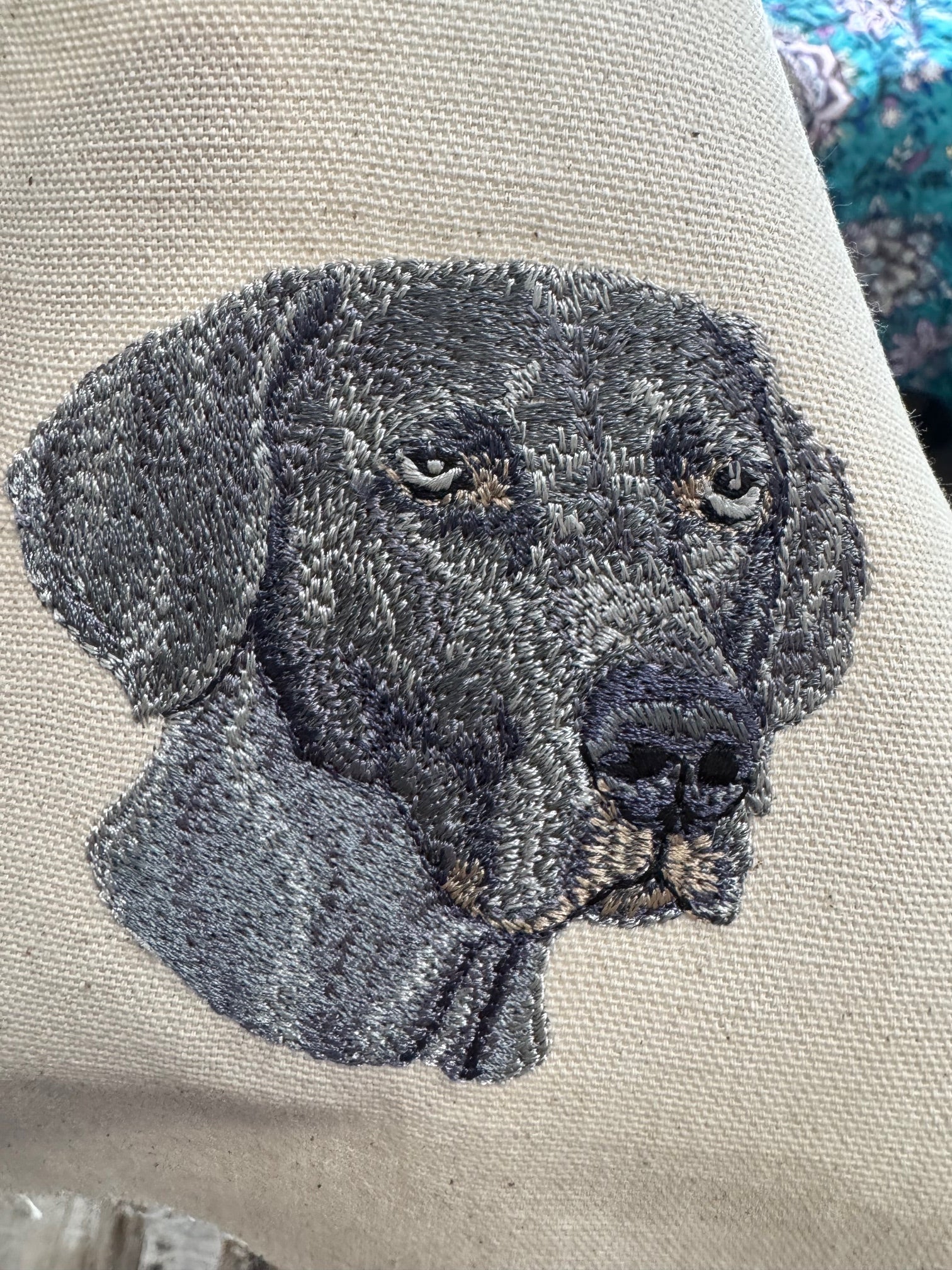 Weimaraner Machine Embroidered Art No. 2 | Framed Dog Breed Décor