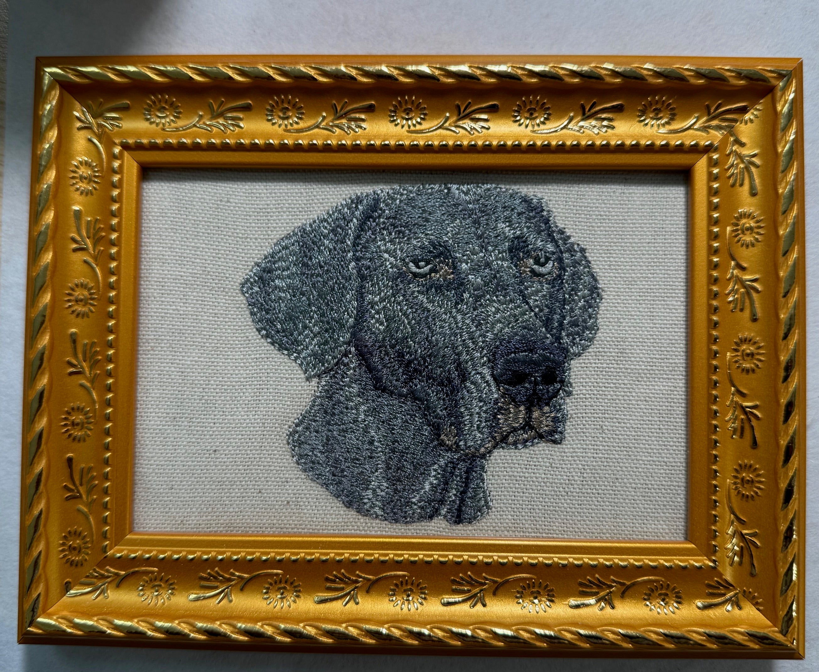 Weimaraner Machine Embroidered Art No. 2 | Framed Dog Breed Décor