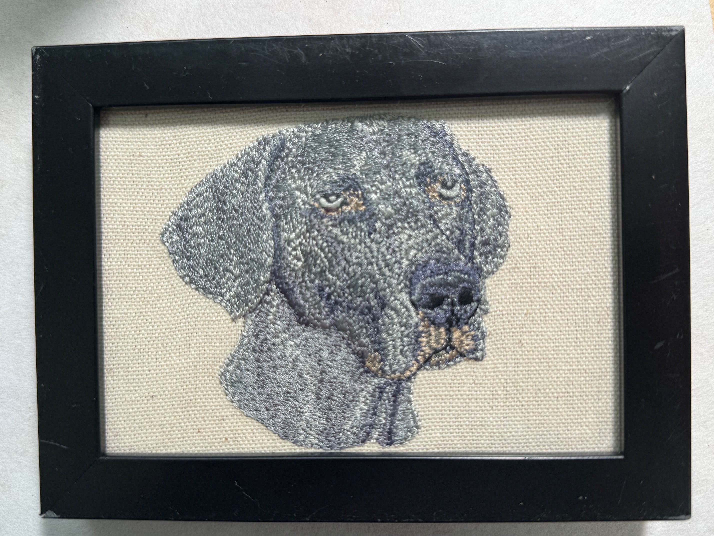Weimaraner Machine Embroidered Art No. 2 | Framed Dog Breed Décor