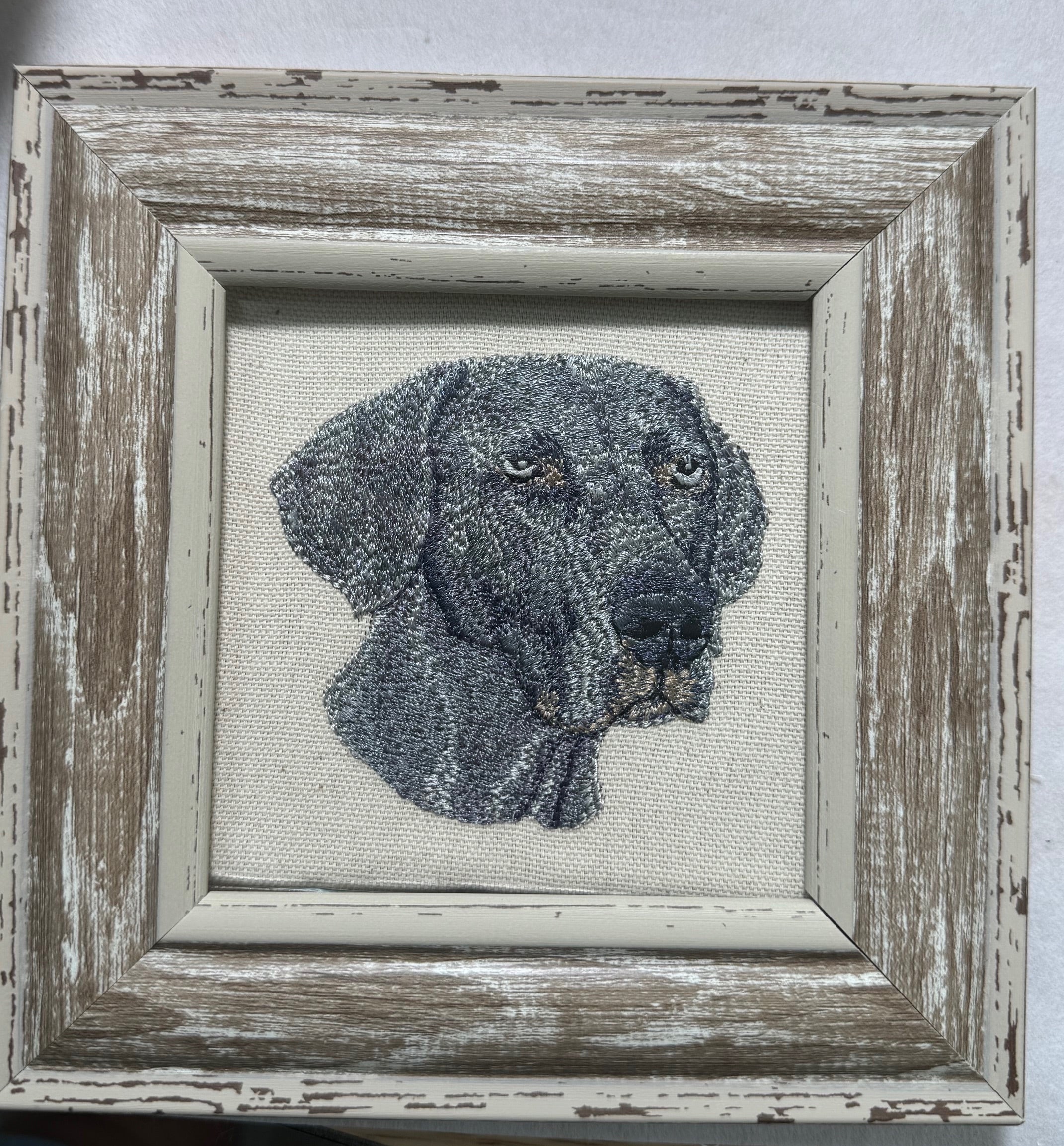 Weimaraner Machine Embroidered Art No. 2 | Framed Dog Breed Décor