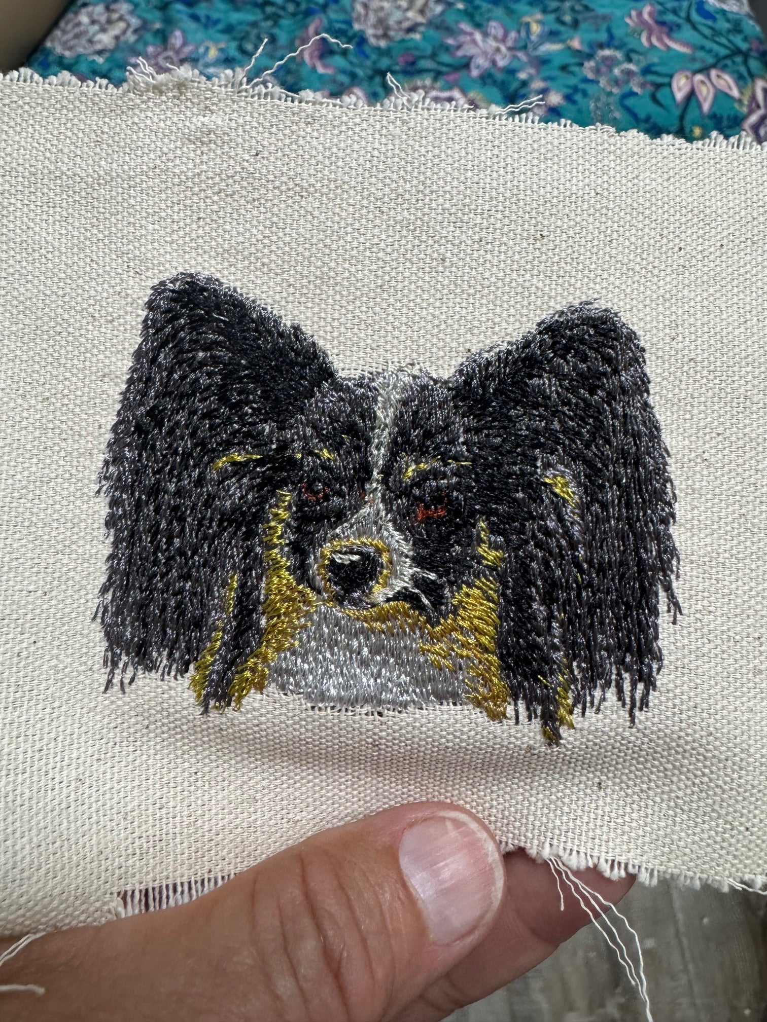 Papillon Machine Embroidered Art | Framed Dog Breed Décor
